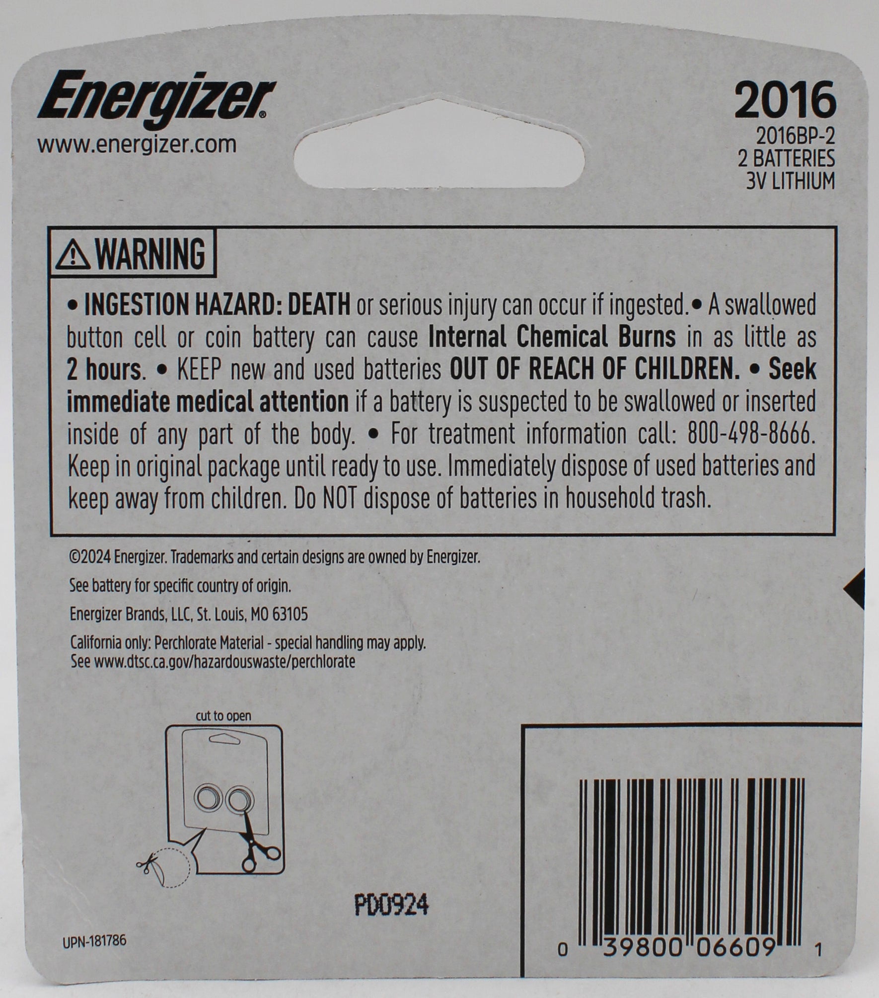 ENERGIZER 2016 3V LITHIUM COIN BATTERIES 2 PACK EXP 3/31/2037