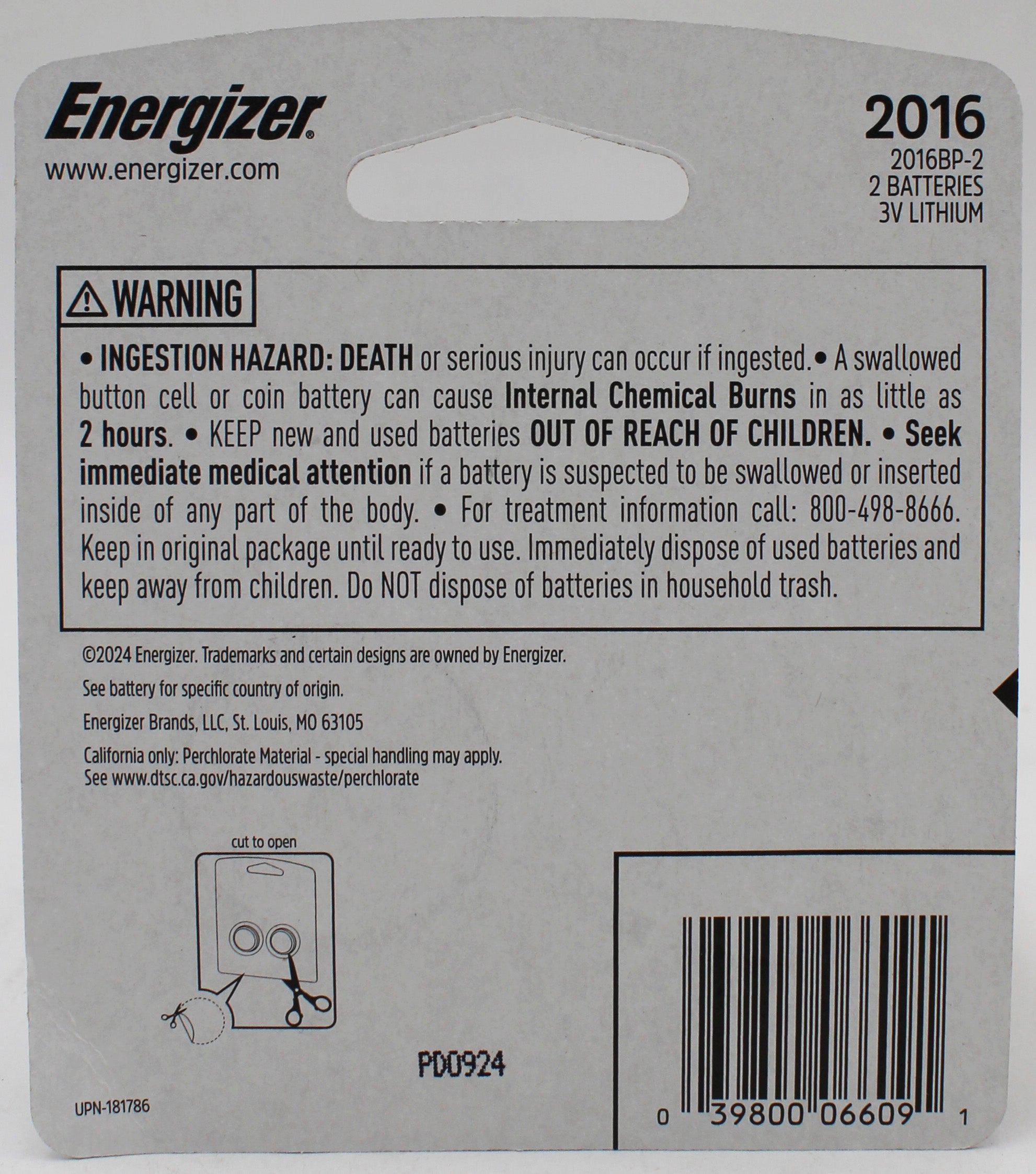 Energizer 2016 3V Lithium Coin Batteries 2-Pack Wholesale
