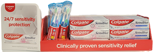 COLGATE TOOPASTE SENSITIVE 6oz  & T/BRUSH-SOFT 36CT EXP 8/31/24 DISPLAY /NI