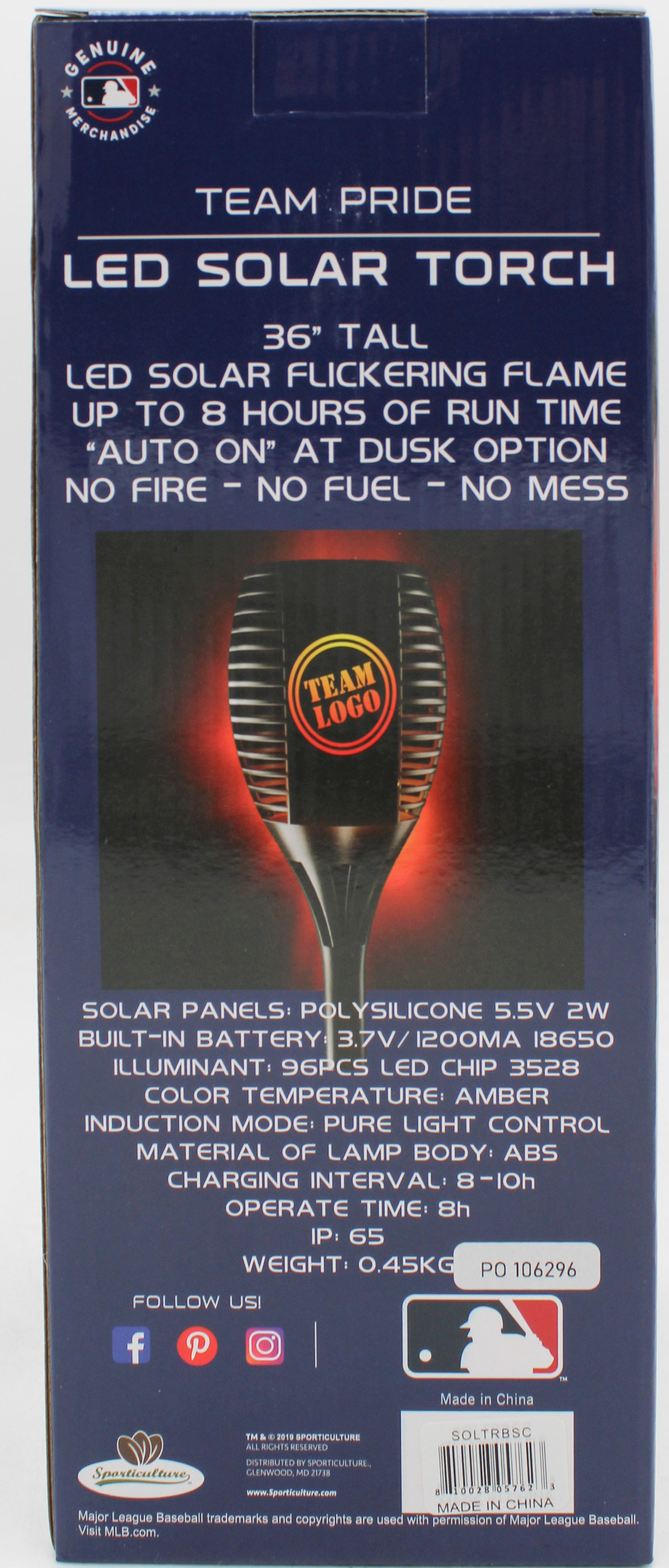 MLB ST. LOUIS CARDINALS LED SOLAR TORCH 36"