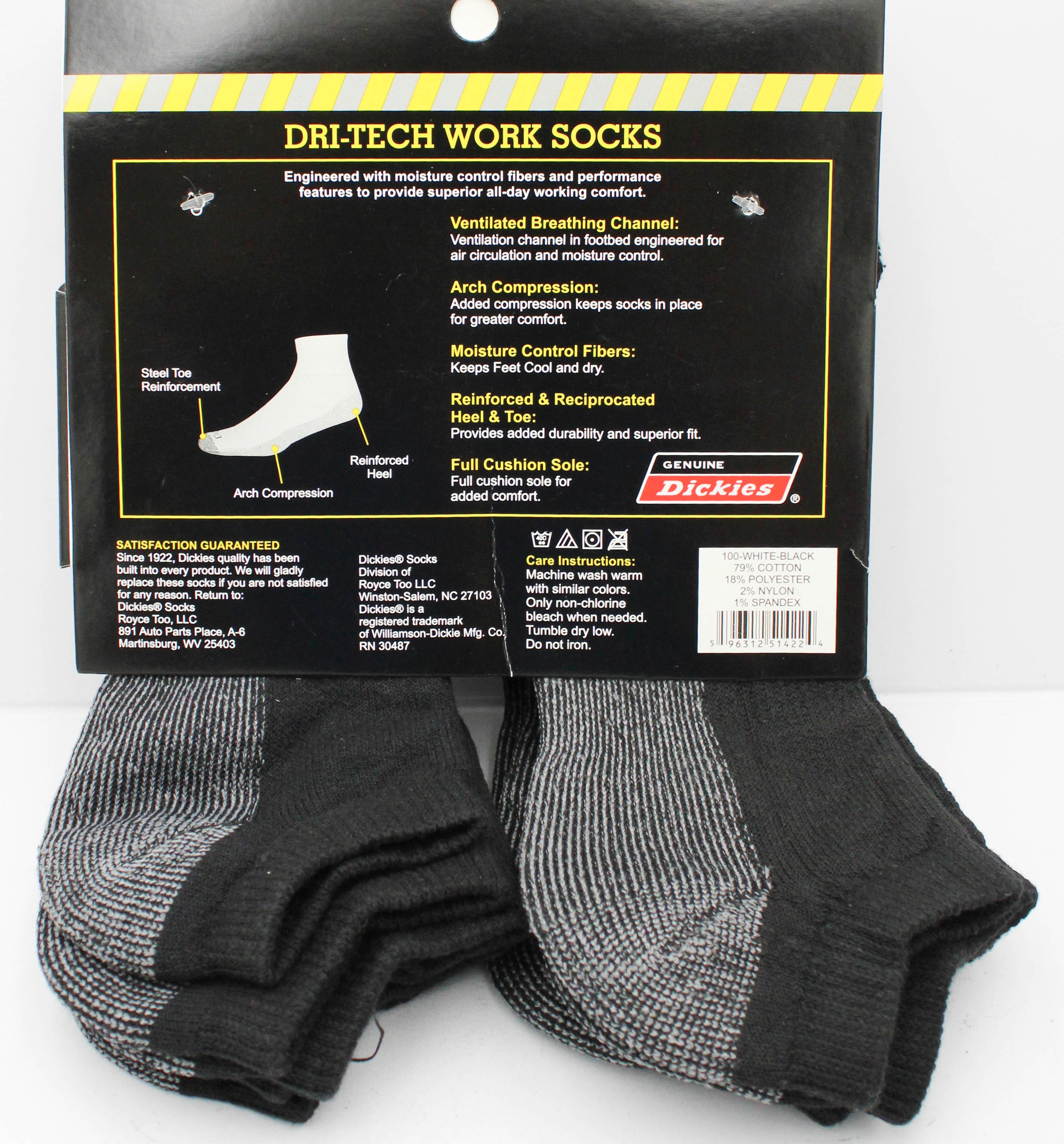 DICKIES MEN QUARTER SOCKS 5PK - BLACK/GRAY (SHOE SIZE 6-12) NI
