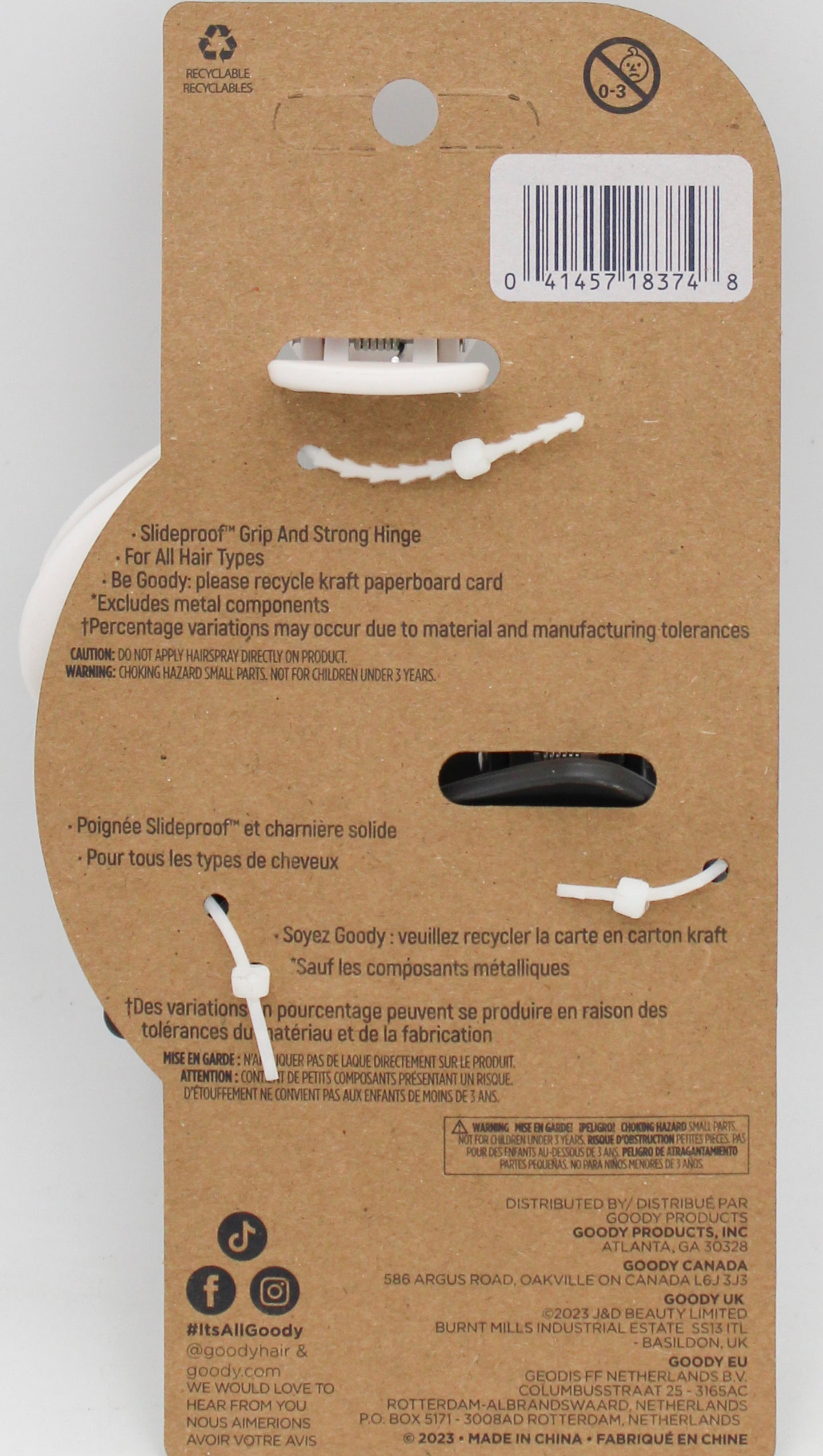 PLANET GOODY CLAW CLIPS BLACK CREAM-2 CT NI