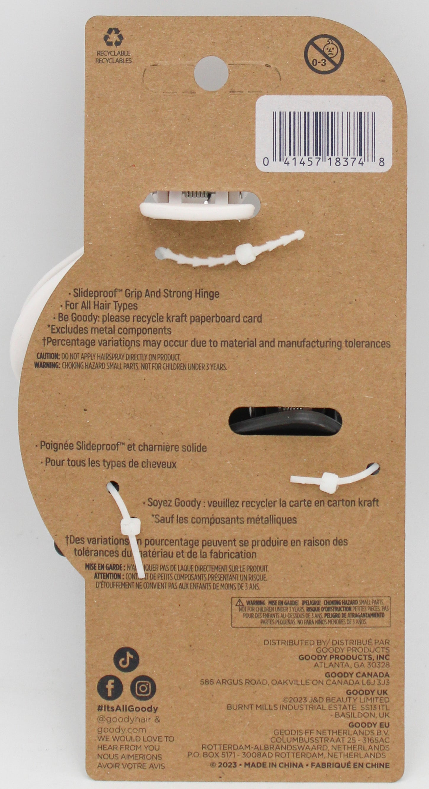 PLANET GOODY CLAW CLIPS BLACK CREAM-2 CT NI