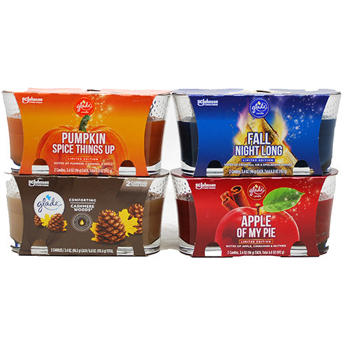 GLADE CANDLE 3.4oz/2PK-FALL DISPLAY ASST