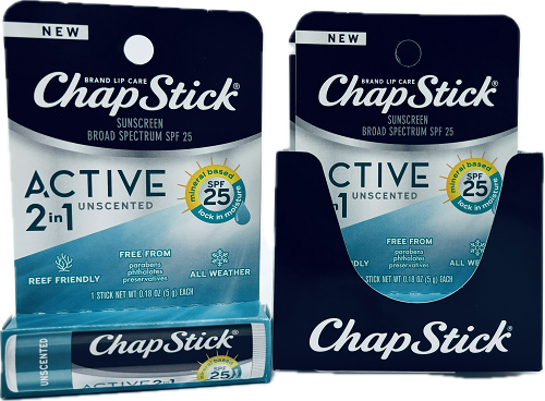 CHAPSTICK ACTIVE 2in1 UNSENTED 0.18oz EXP 4/30/2025