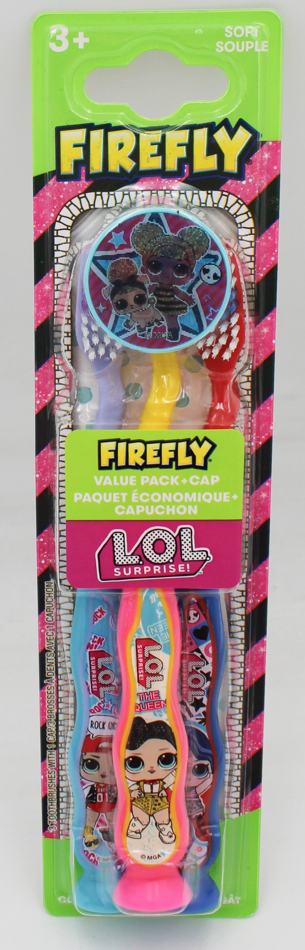 FIREFLY ZIGGLY SUCTION CUP TOOTHBRUSH LOL SURPRISE! 3ct W/CAP - SOFT NI'