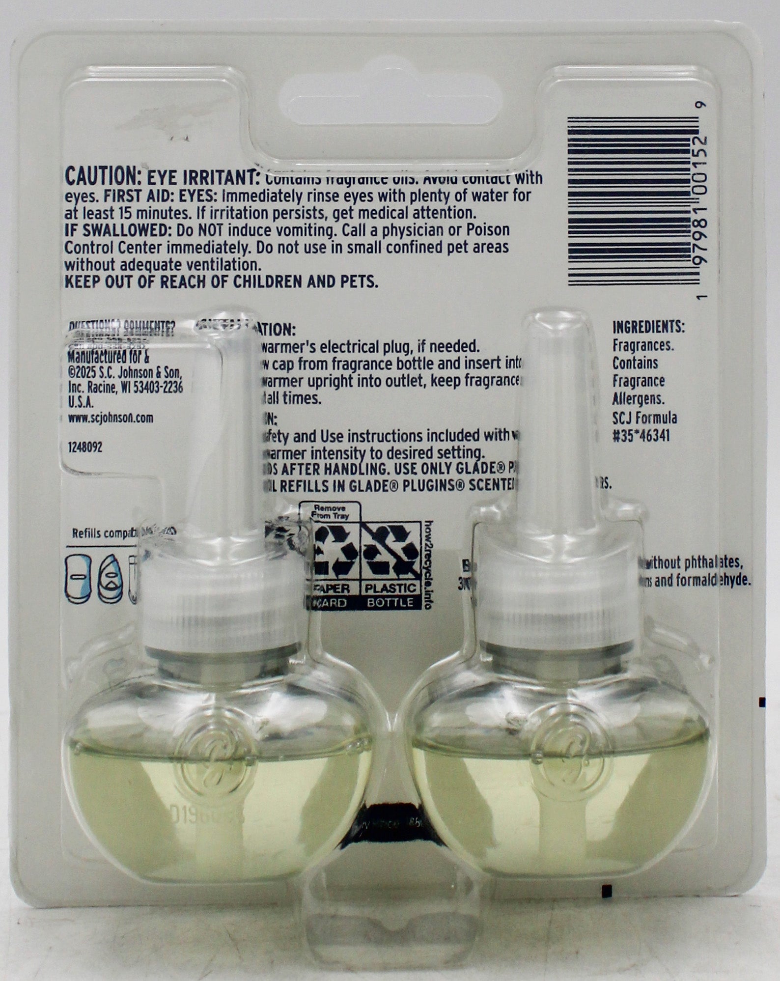 SP GLADE PLUGINS SCENTED OIL BERGAMOT & EUCALYPTUS 2ct 0.67oz