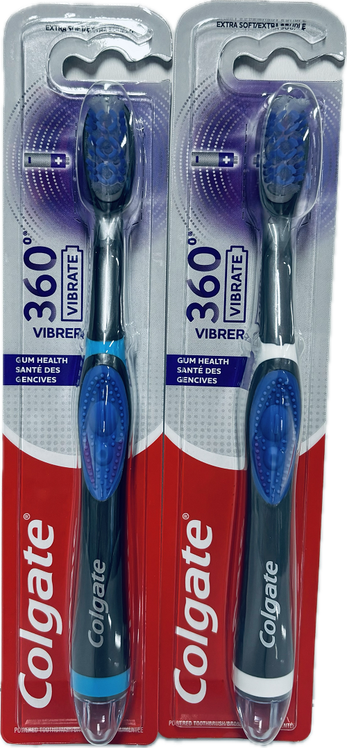 COLGATE GUM HEALTH 360 VIBRATE POWERED BATTERY TOOTHBRUSH EXTRA SOFT ASST COLOR NI