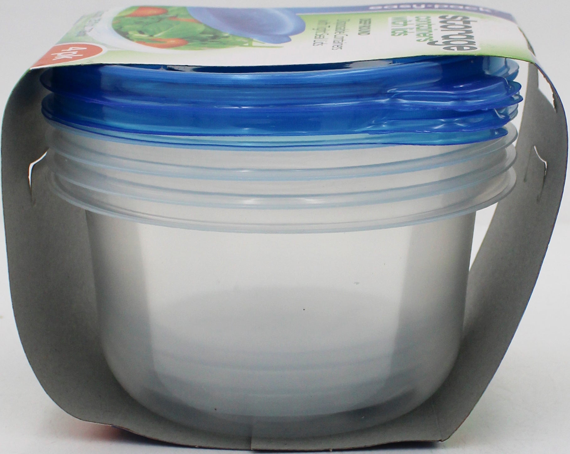 4PK PLASTIC STORAGE CONTAINERS WITH LIDS - 3 CUPS/25OZ