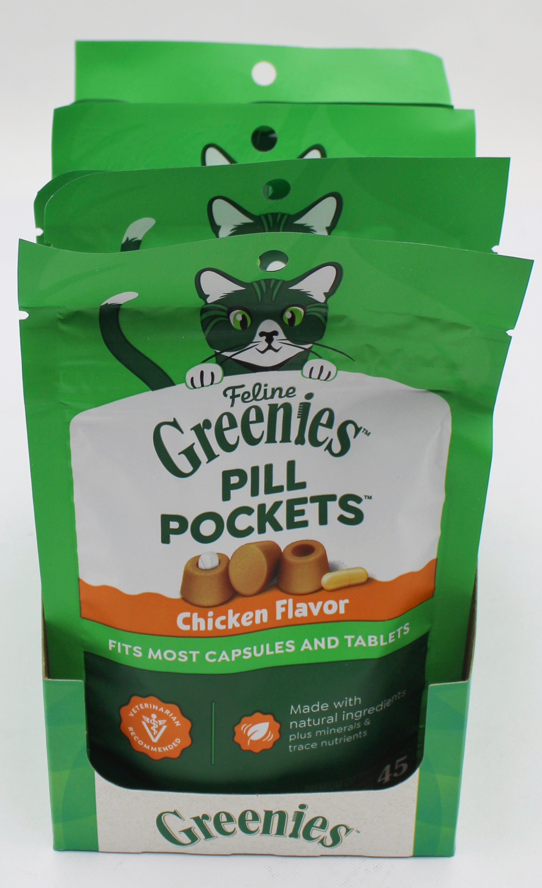 GREENIES PILL POCKETS SOFT CAT TREATS CHICKEN FLAVOR 1.6 OZ. (45 PK) BB 2/11/2027
