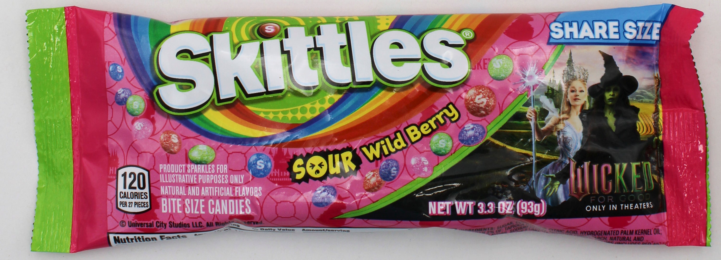 SKITTLES SOUR WILD BERRY SHARE SIZE WICKED 3.3oz BB 7/31/2026