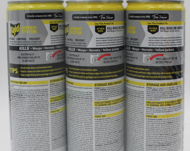 SP PEST2025 RAID WASP & HORNET KILLER  25% BONUS 3CT 17.5oz DISPLAY