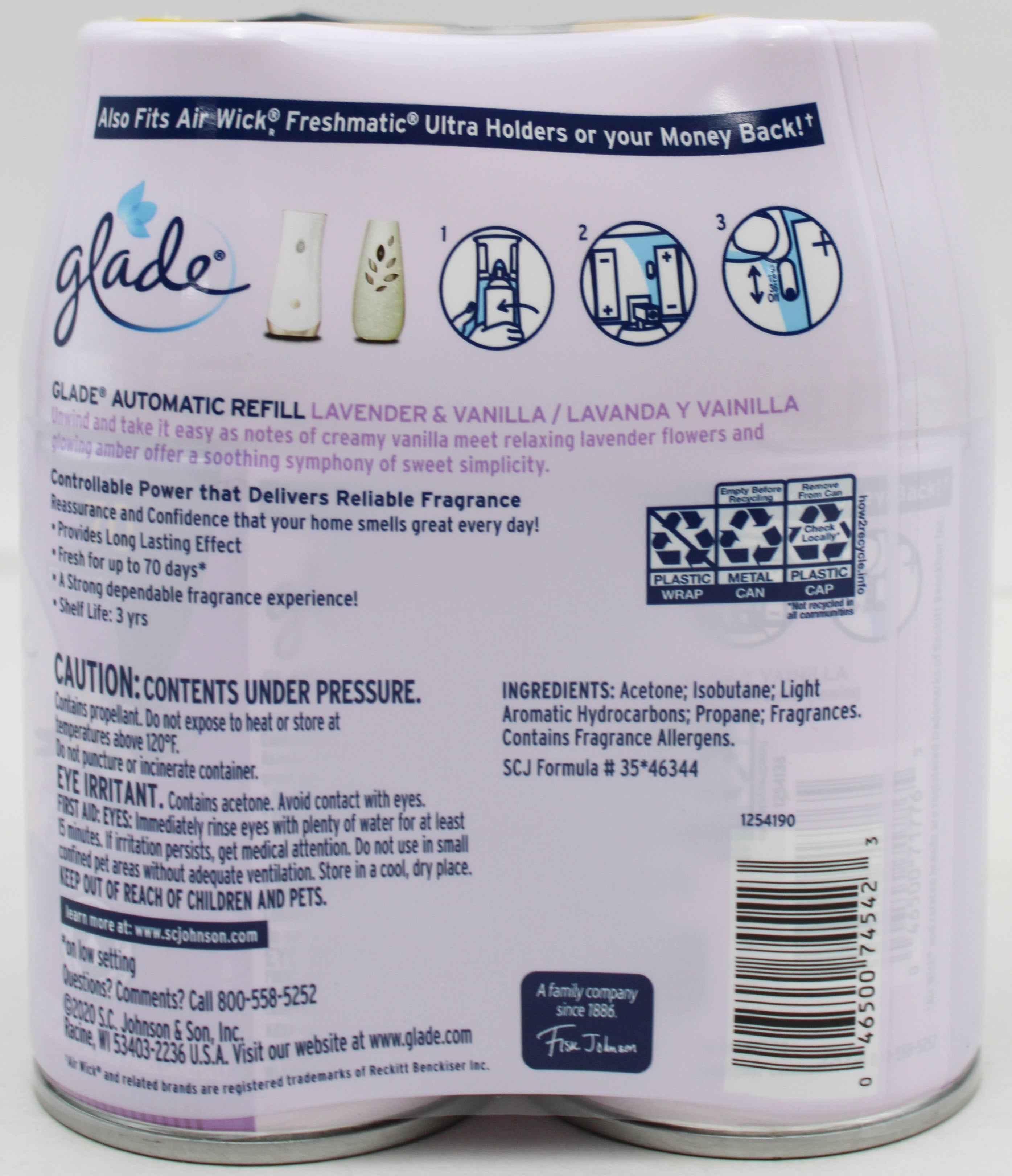 Glade Automatic Spray Refills Lavender & Vanilla 2 x 6.2oz