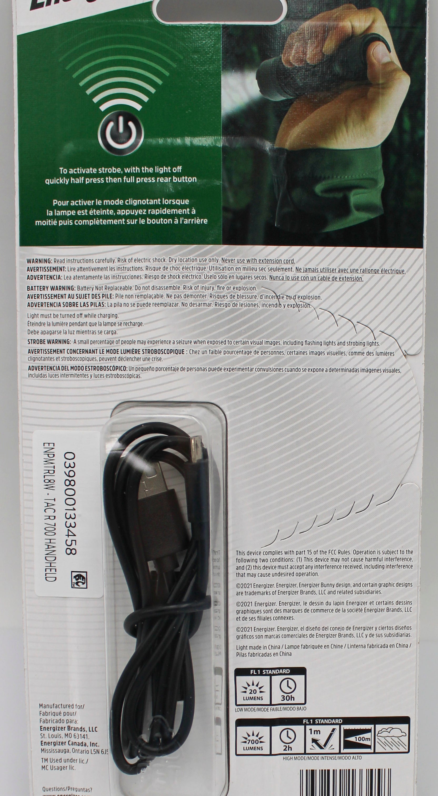ENERGIZER RECHARGEABLE TACTICAL FLASHLIGHT 700 LUMEN