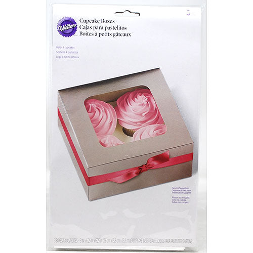 CUPCAKE BOXES 3CT(HOLDS 4)SILVER