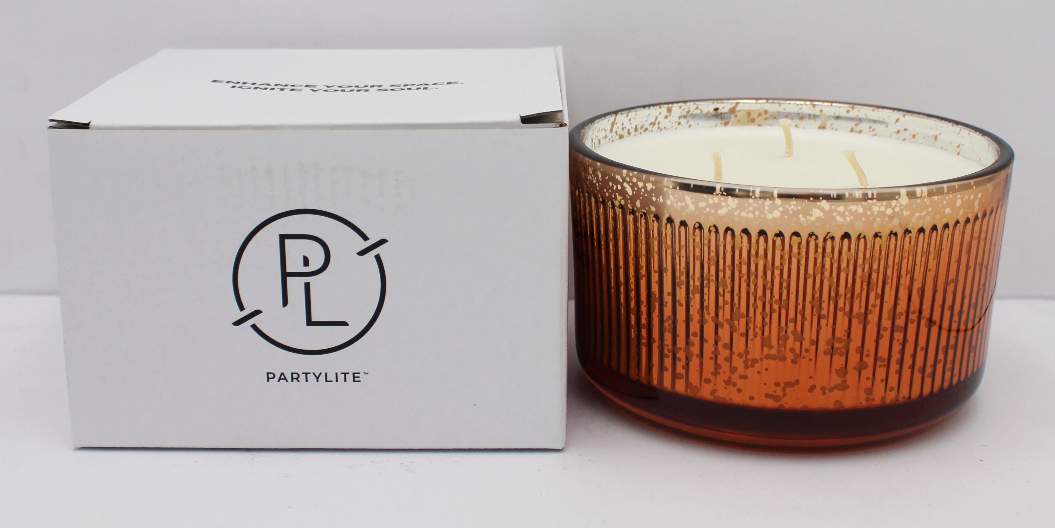 PARTYLITE WOODLAND PUMPKIN 3-WICK RIPPLE JAR CANDLE 18oz
