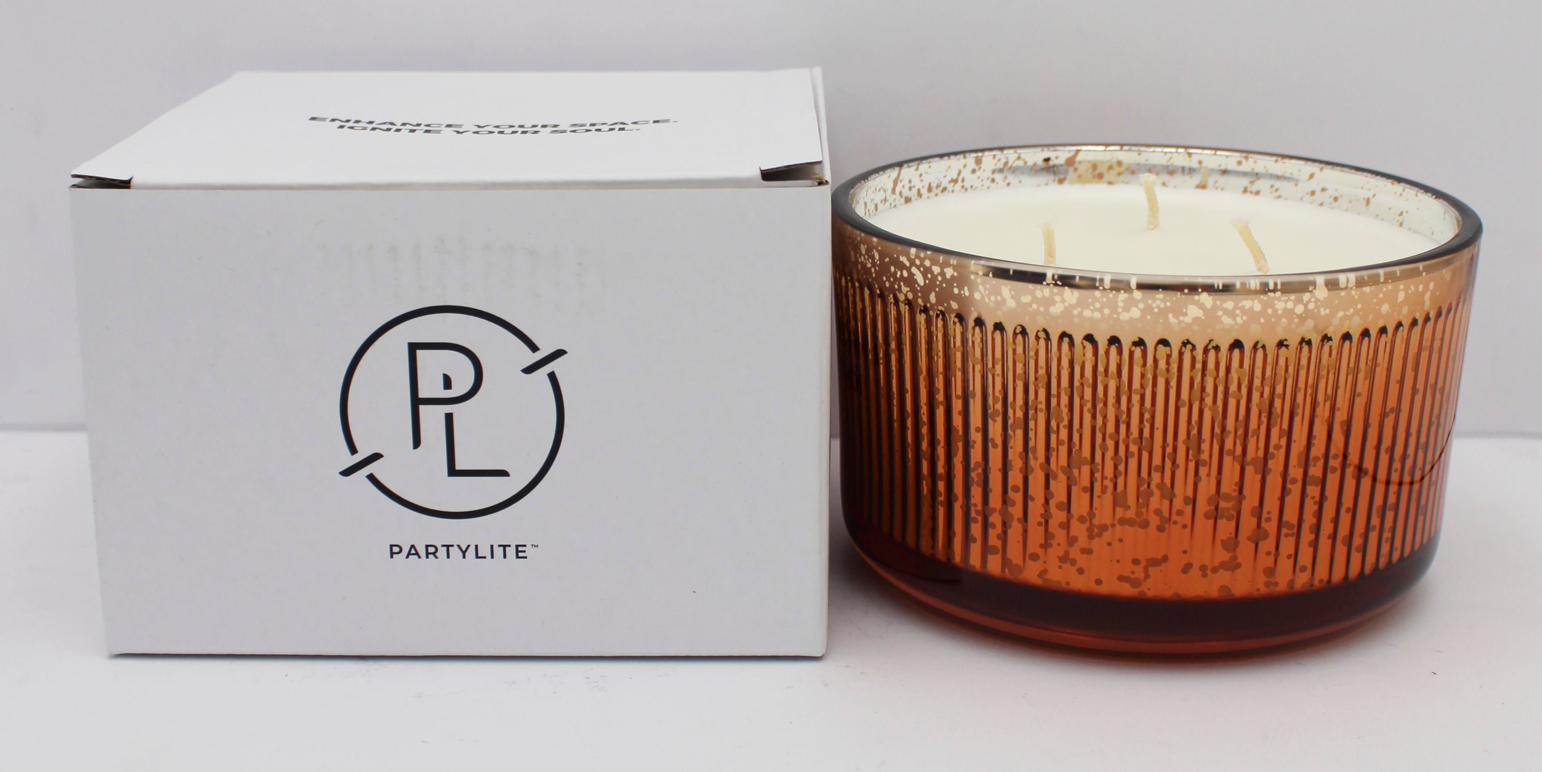 PARTYLITE WOODLAND PUMPKIN 3-WICK RIPPLE JAR CANDLE 18oz