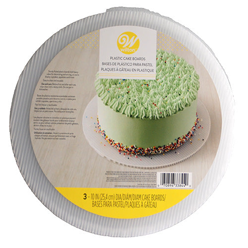 WILTON ROUND CAKE BOARD PLASTIC WHITE 10IN 3CT