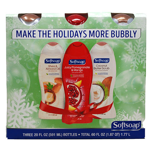 SOFTSOAP HOLIDAY BODYWASH 3PK/20fl oz-SHEA&ALMD OIL/POM&MNGO/CCNT BTTR NI
