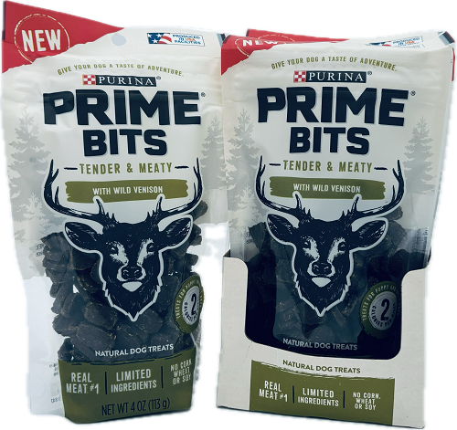 PRIME BITS TENDER&MEATY WITH WILD VENISON 4oz NATURAL DOG TREATS EXP 12/31/24 NI