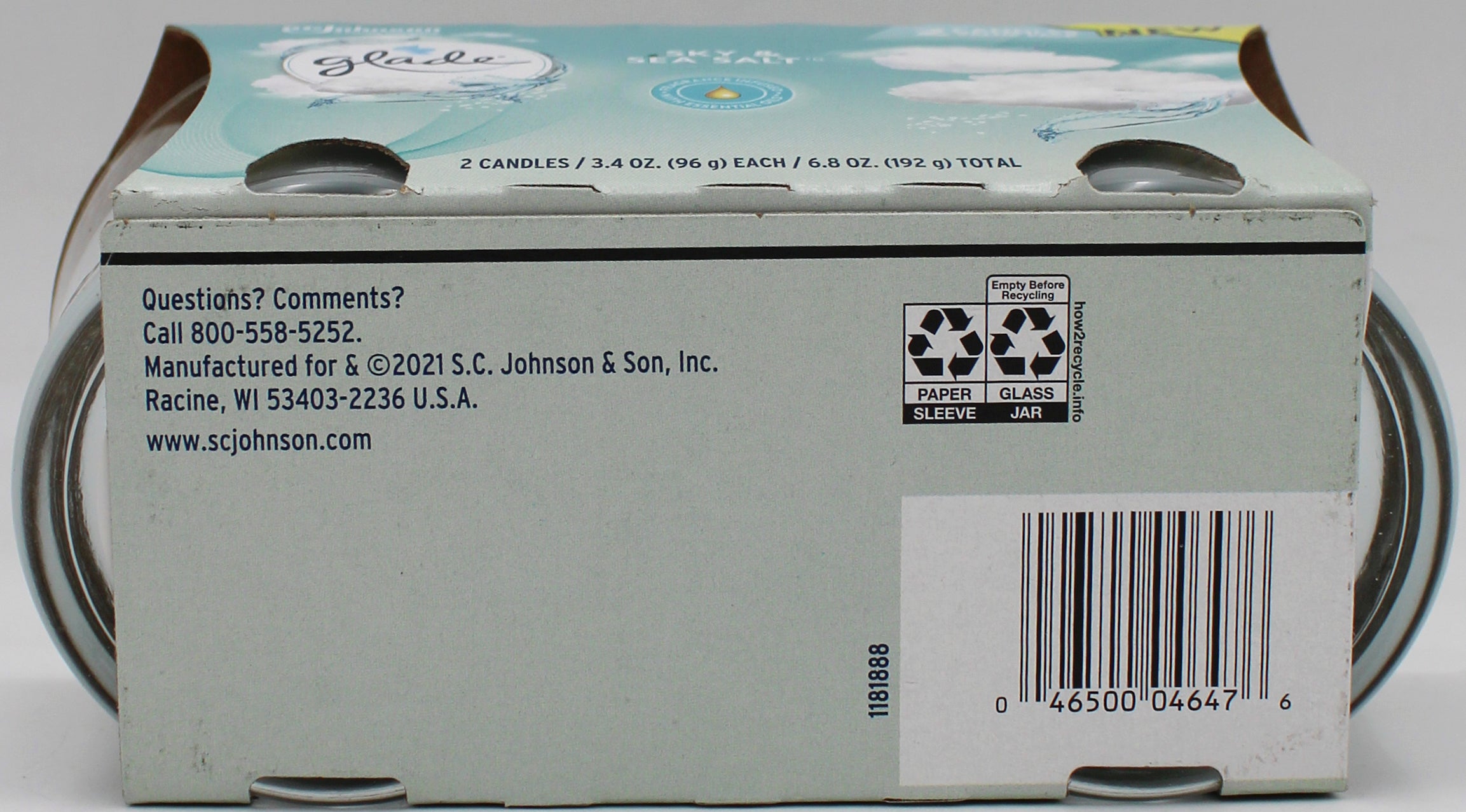 GLADE CANDLE SKY & SEA SALT 2ct 3.4oz US