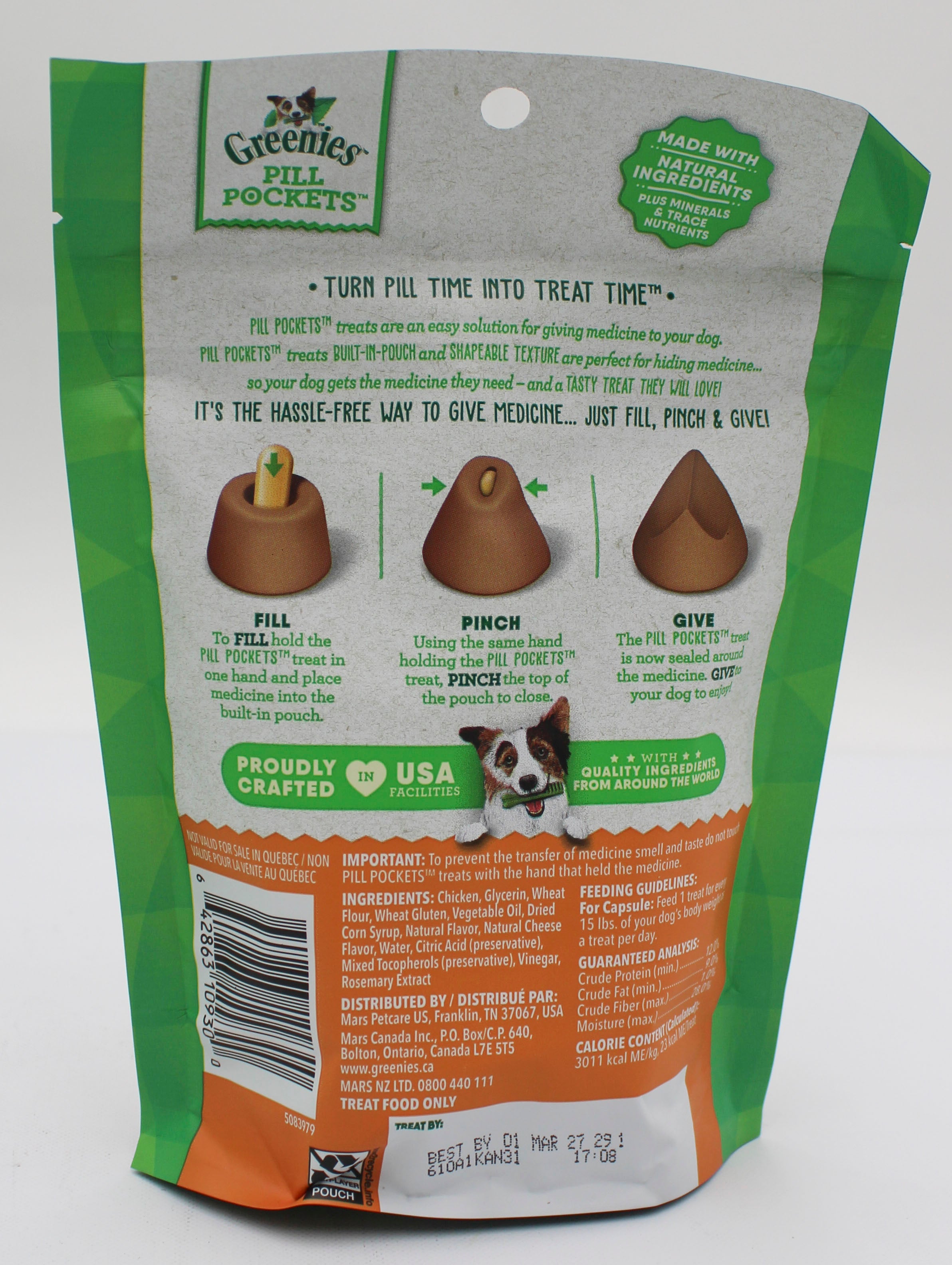 GREENIES PILL POCKETS CHEESE FLAVOR LARGE CAPSULE SIZE SOFT DOG TREATS 7.9 OZ (30 PK) BB 3/01/2027