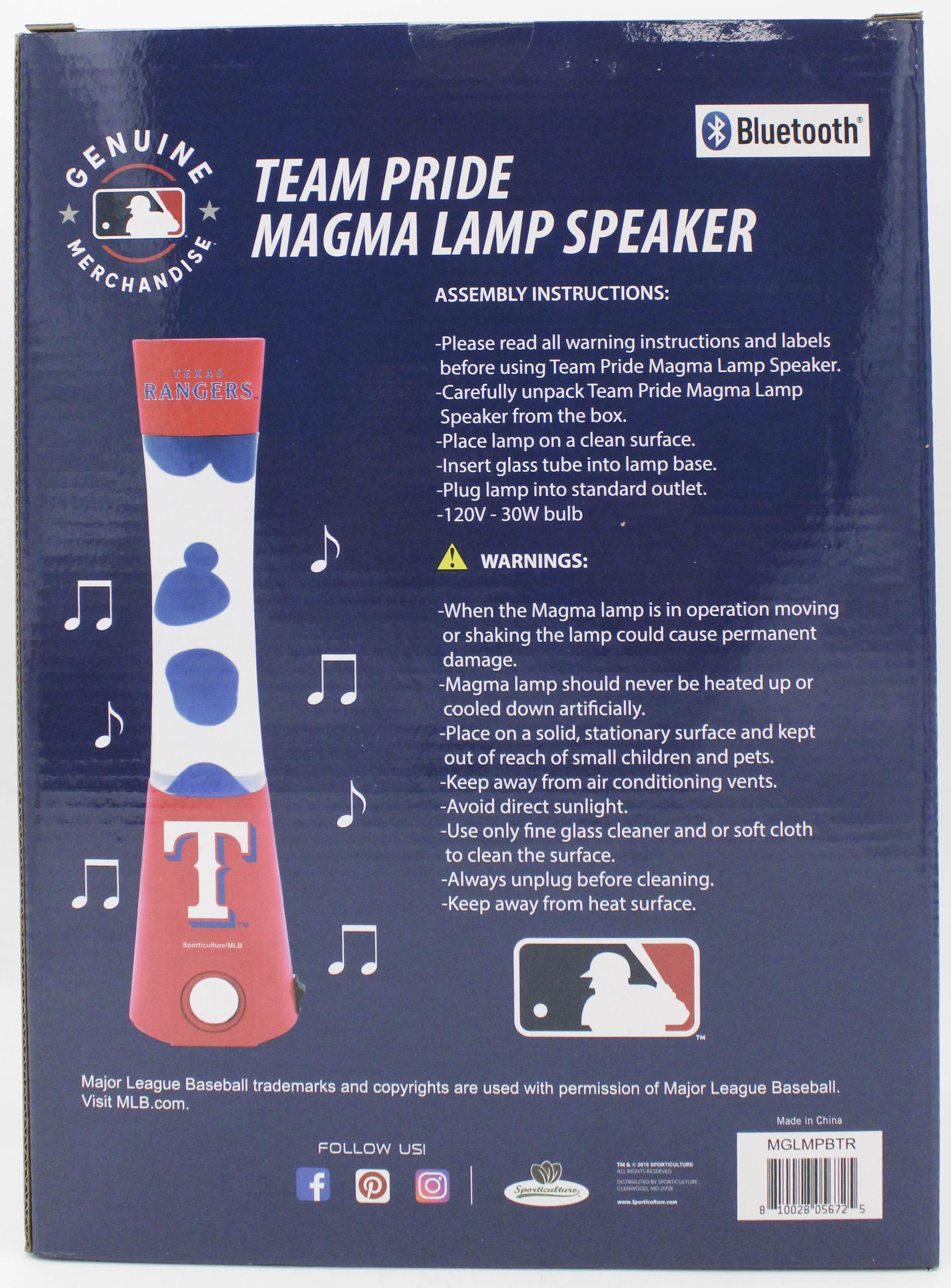OFFICIALLY LICENSED TEXAS RANGERS MAGMA LAMP SPEAKER 16.5"