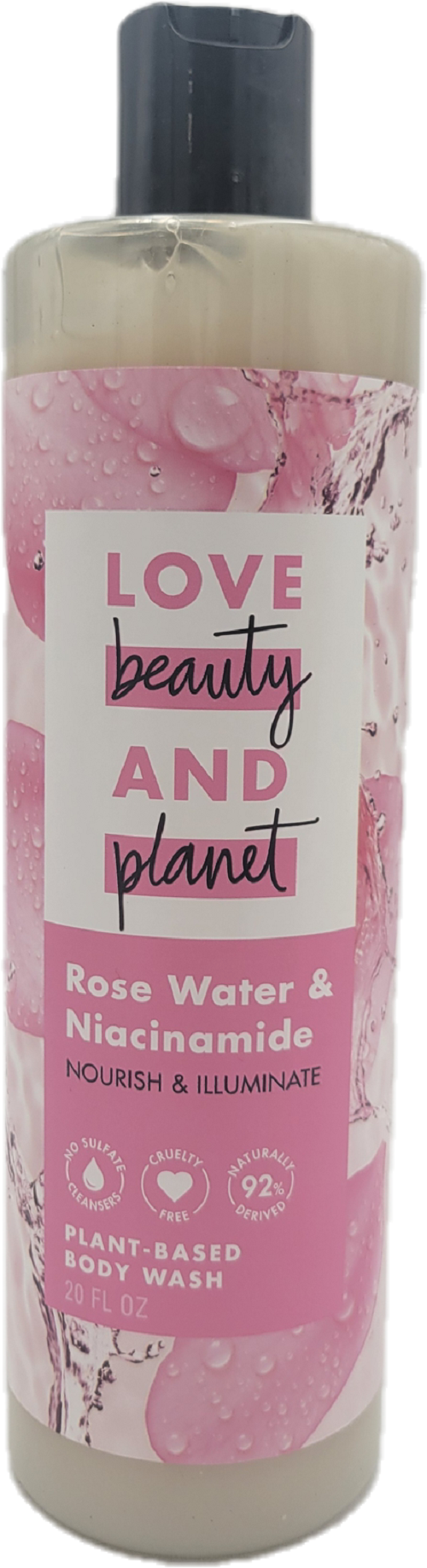 LOVE BEAUTY PLANET BODY WASH ROSE 20oz