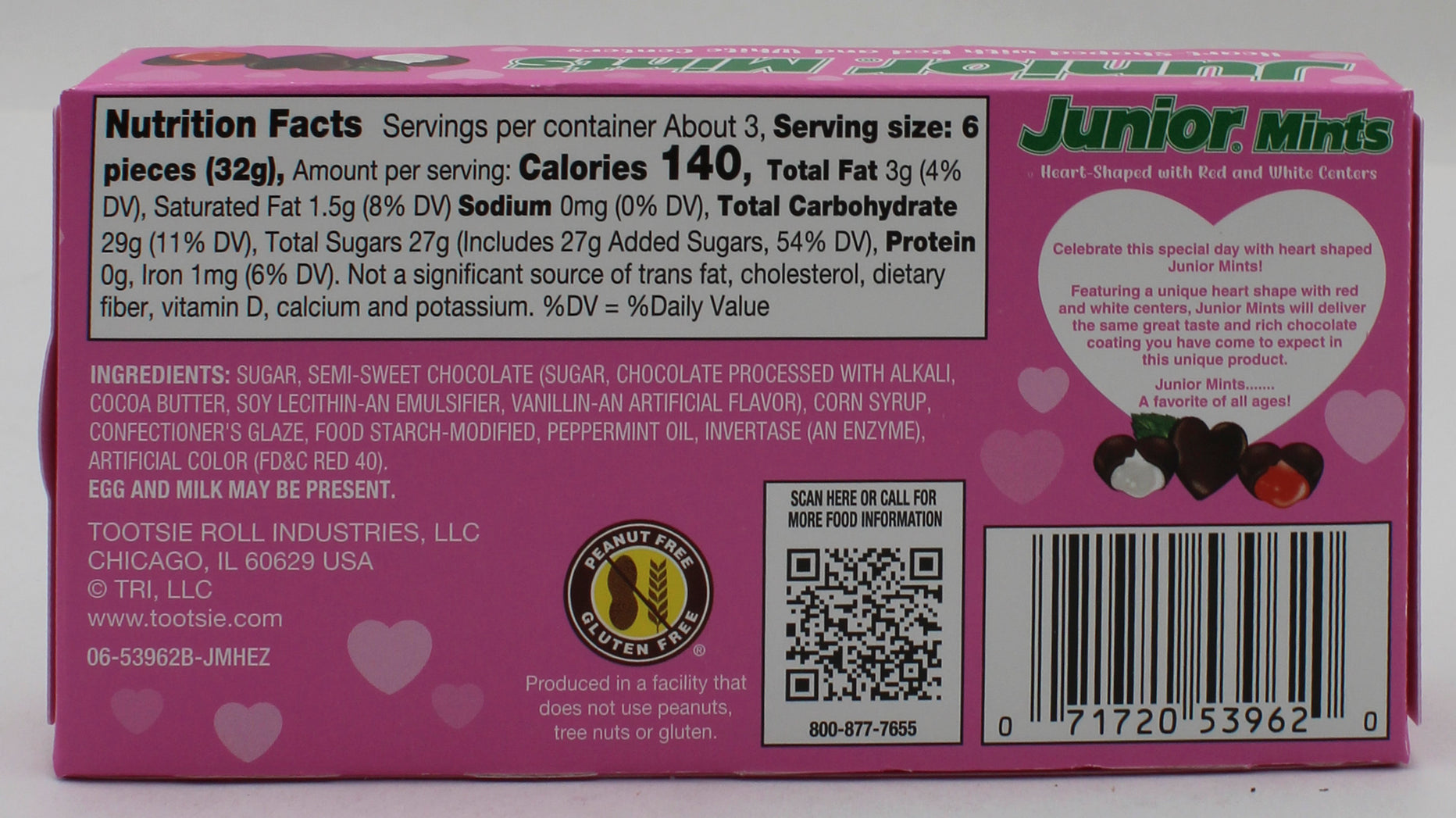 JUNIOR MINTS VALENTINE HEARTS  3.5 Oz BB 11/30/26
