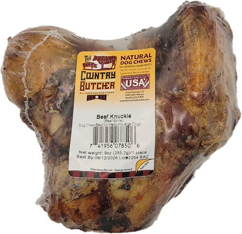 THE COUNTRY BUTCHER NATURAL DOG CHEWS KNUCLE BONE 1CT BEEF 9oz BB12/2/26