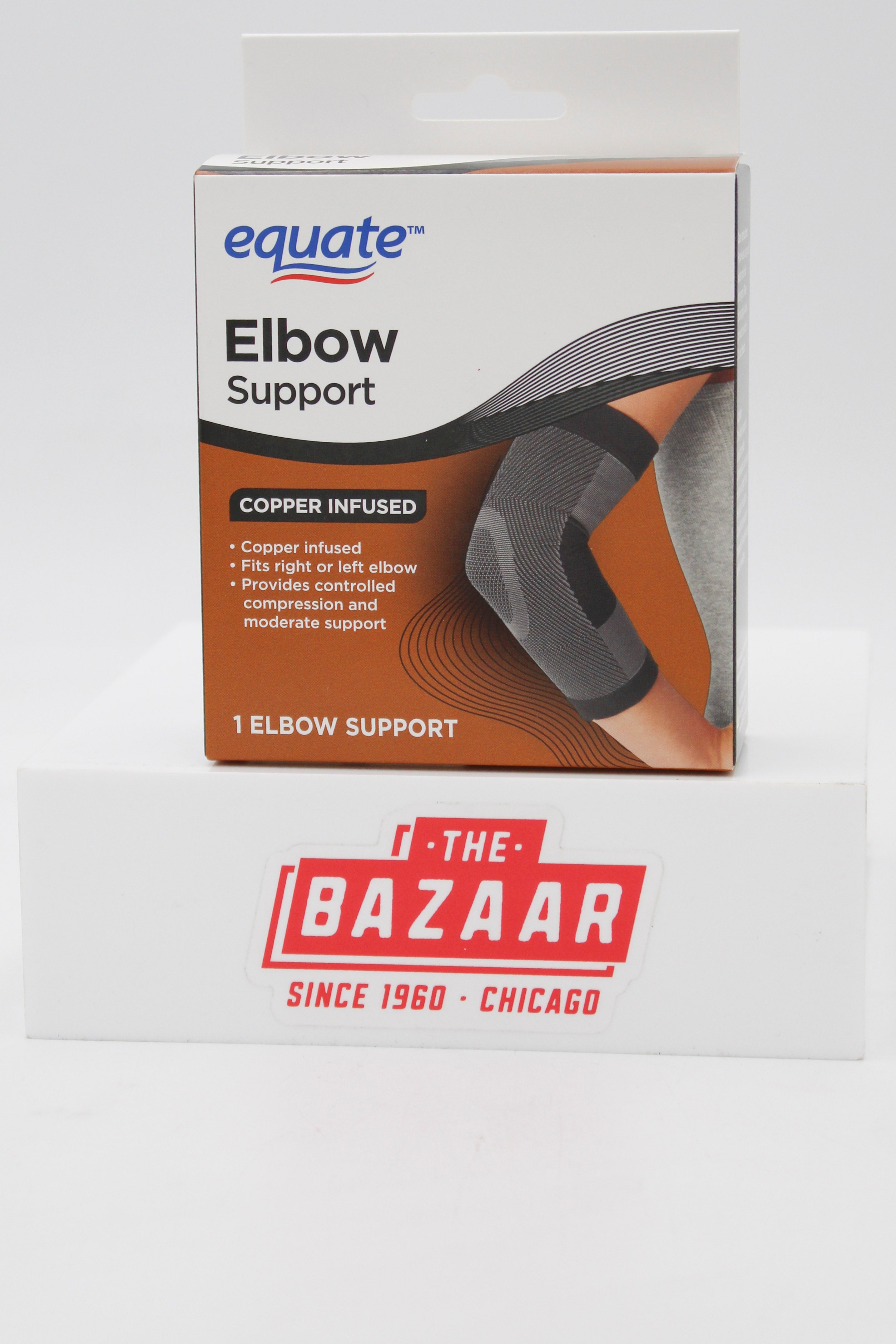 EQUATE ELASTIC ELBOW SUPPORT SLEEVE COPPER INFUSED 1ct NI