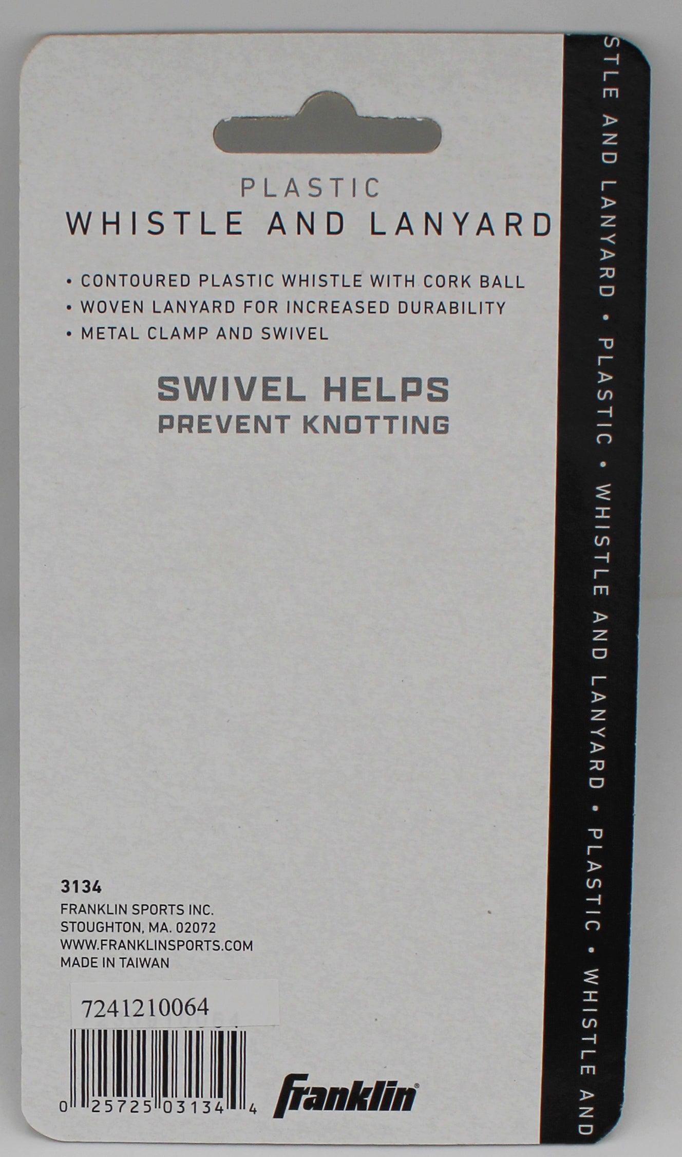 FRANKLIN PLASTIC WHISTLE W/LANYARD