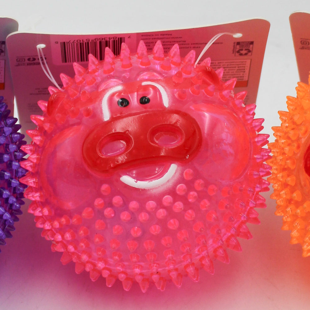 MULTIPET TPR ANIMAL LIGHT UP BALL DOG TOY 3"