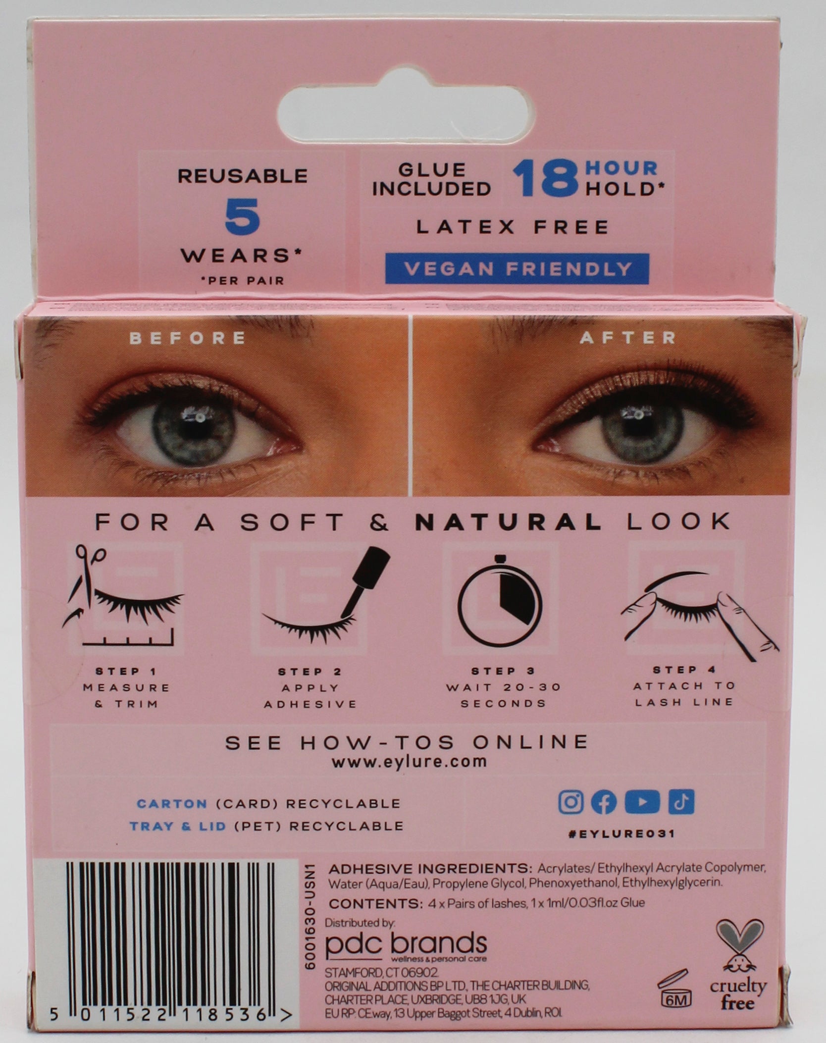 SP EYLURE LONDON NATURALS 4 PAIRS LASHES GLUE INCLUDED 0.03 FL.OZ