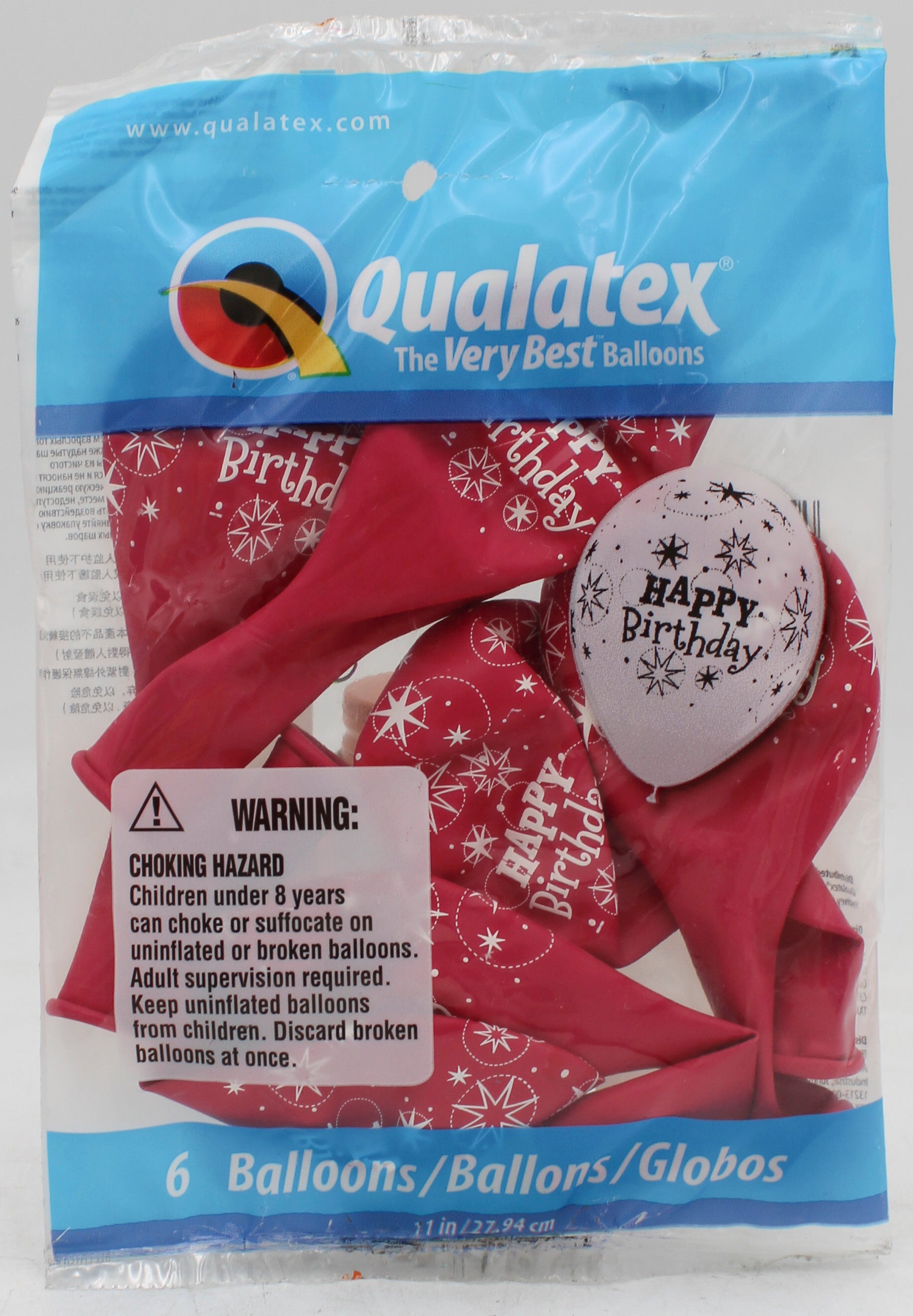 QUALATEX 11" ROUND PARTY BALLOONS WILD BERRY 6CT BDAY SPARKLE
