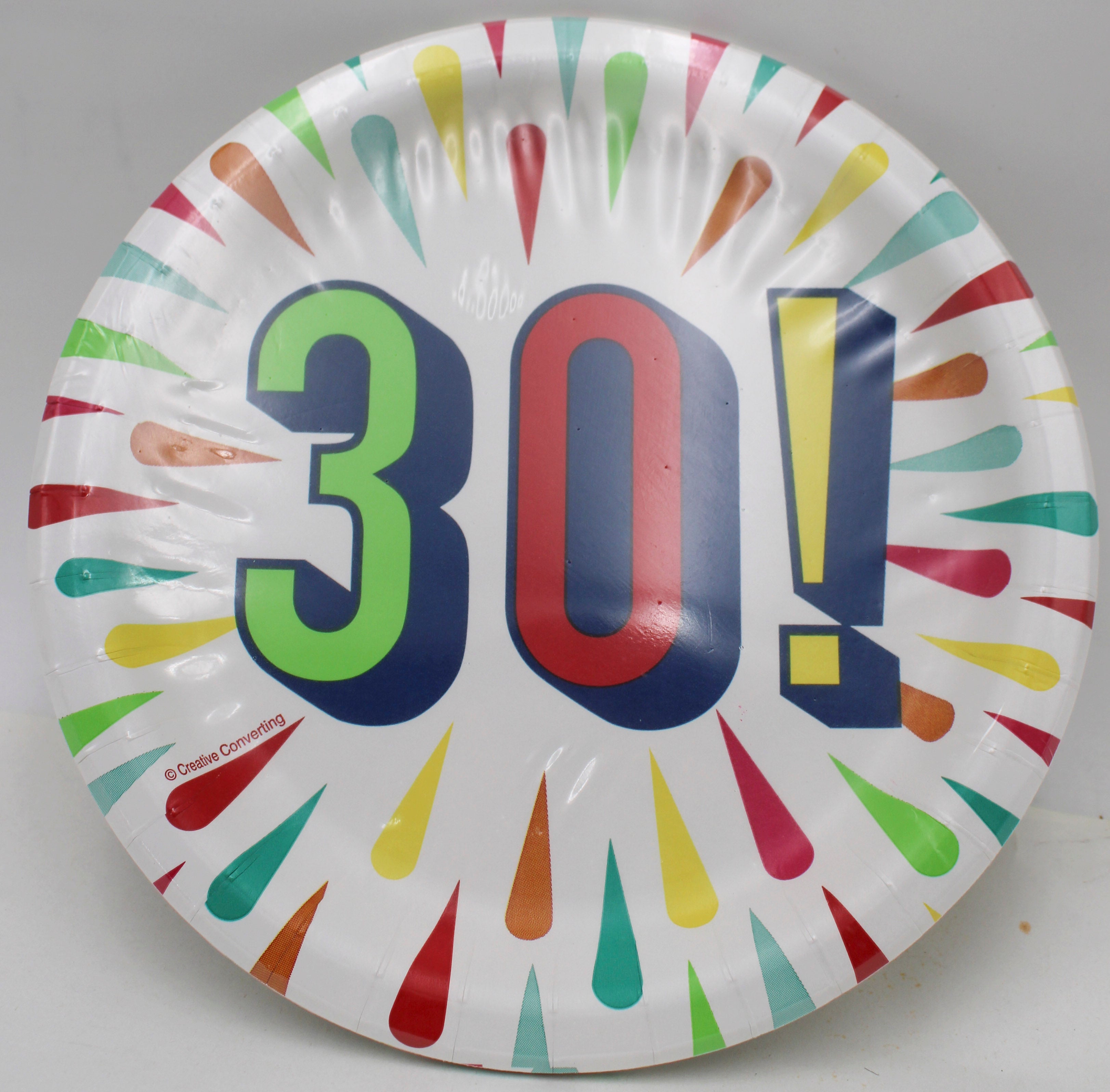 7" PAPER PLATE 8CT 30TH BIRTHDAY BURST