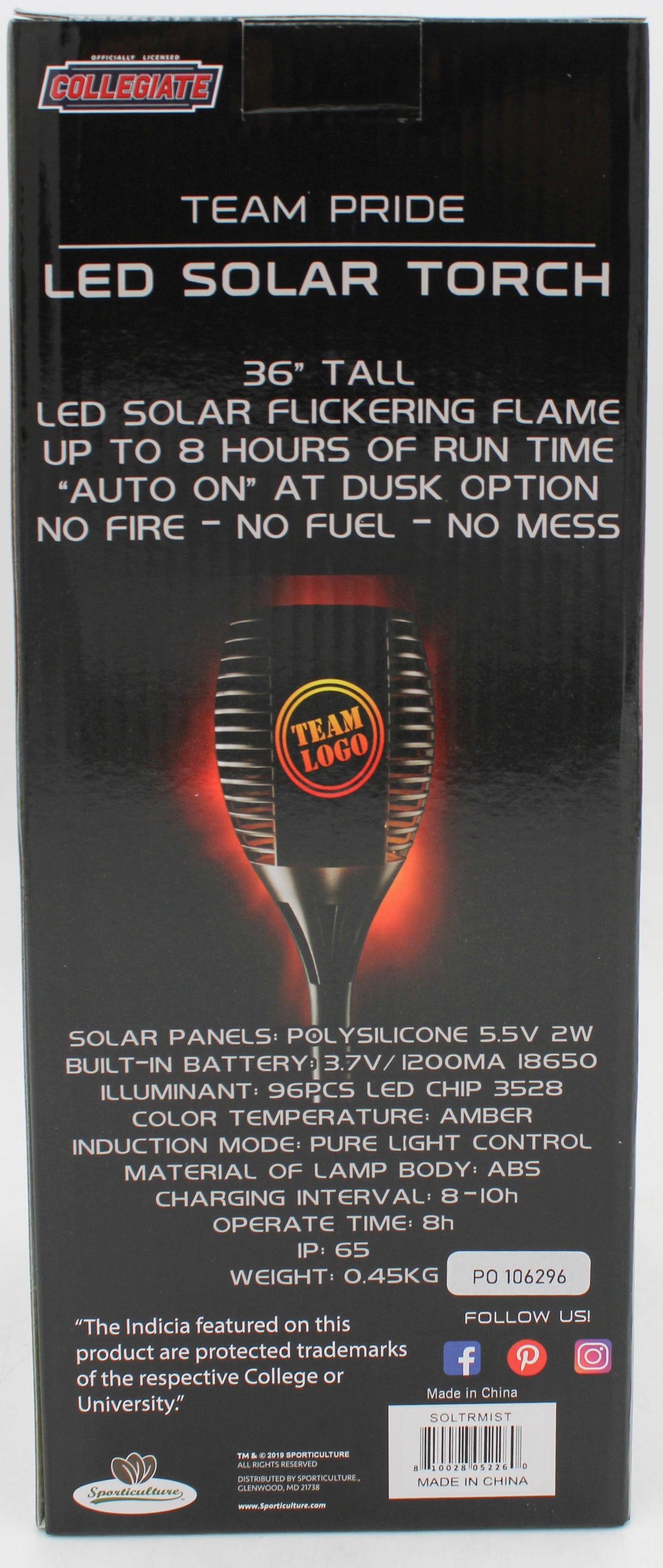 MICHIGAN STATE SPARTANS LED SOLAR TORCH  36"