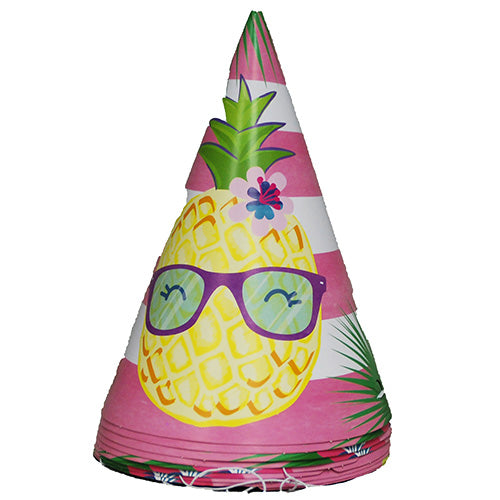 CHILDS PARTY HAT 8CT-PINEAPPLE FRIENDS