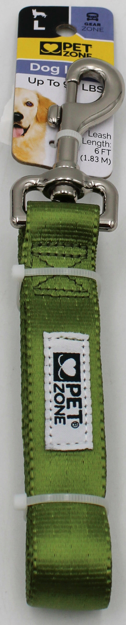 PET ZONE SOLID LEASH LARGE 6' GREEN