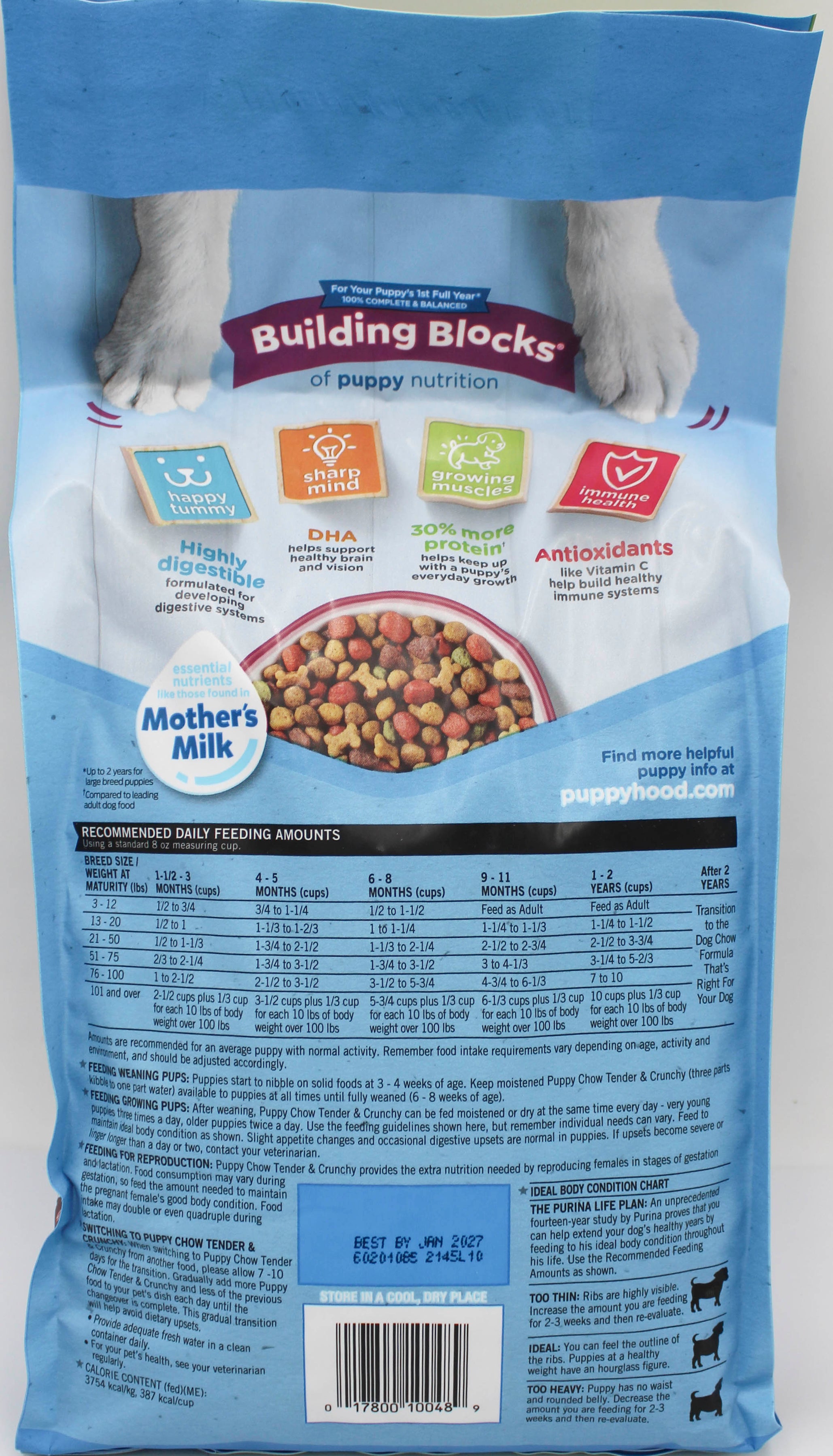 PURINA PUPPY CHOW TENDER BEEF DOG FOOD 4LB BB 1/31/27 NI