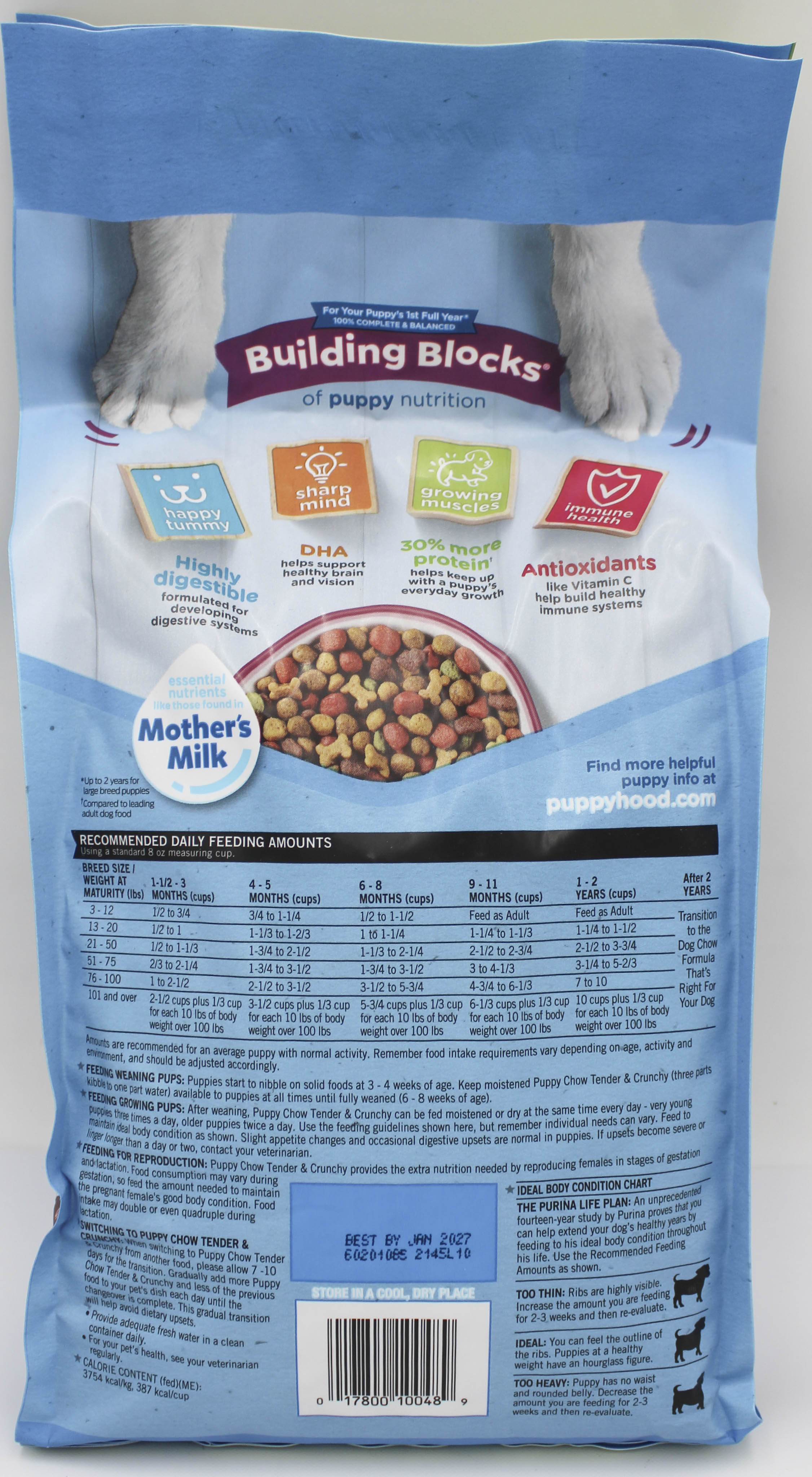 PURINA PUPPY CHOW TENDER BEEF DOG FOOD 4LB BB 1/31/27 NI
