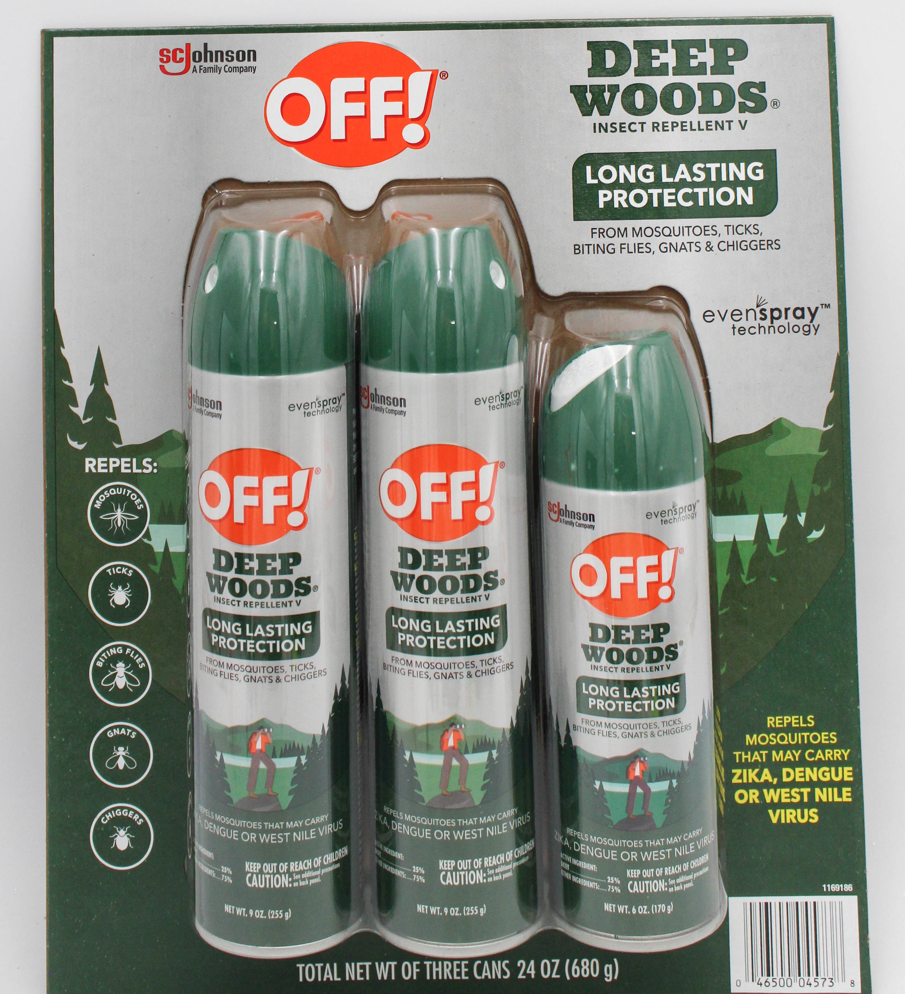 OFF! DEEP WOODS 3PACK  2-9oz/1-6oz LONG LASTING PROTECTION DISPLAY US
