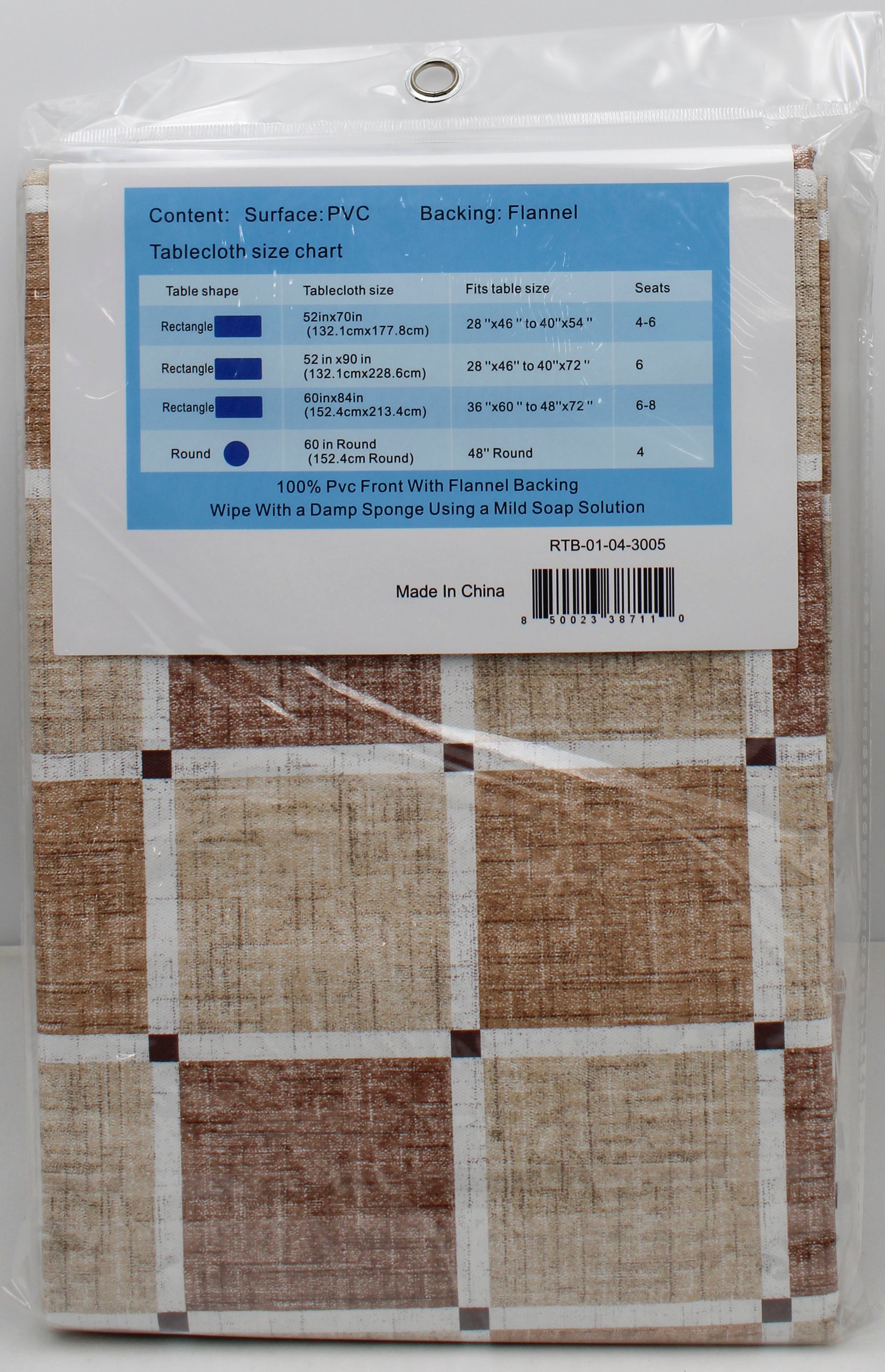 52x90" PRINTED VINYL TABLECLOTH,