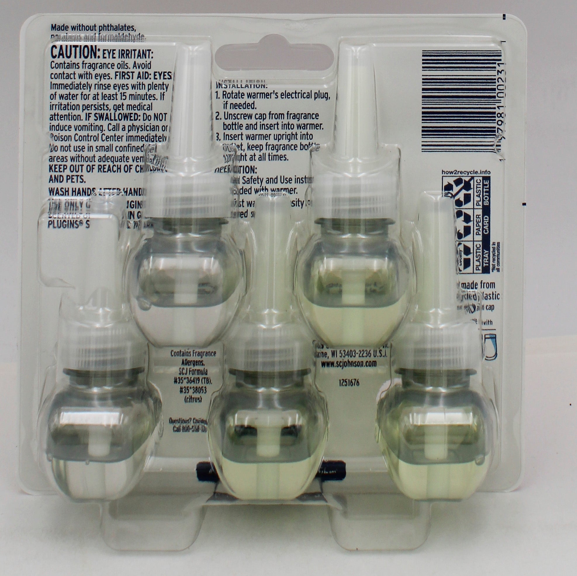 SP GLADE PLUGINS SCENTED OIL  5ct 0.67oz TROPICAL BLOSSOM-SUNSHINE CITRUS