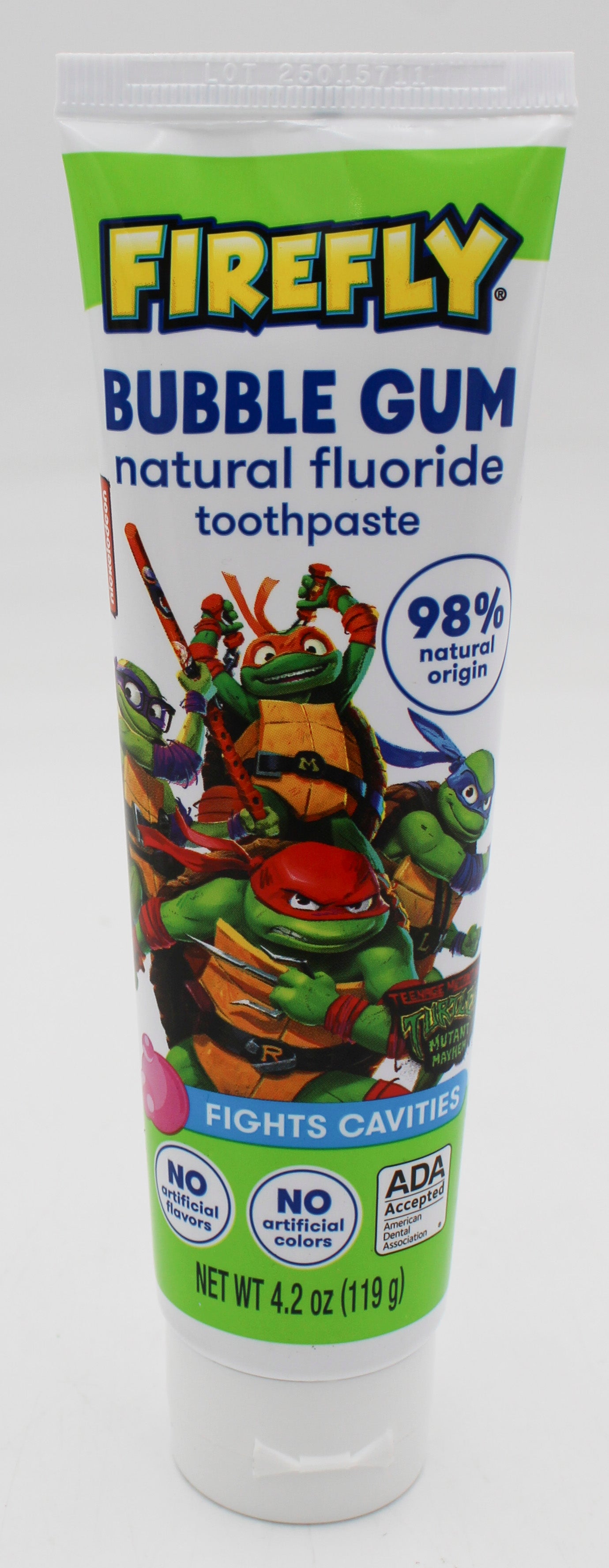 FIREFLY KIDS TOOTHPASTE ANTI-CAVITY FLUORIDE BUBBLEGUM 4.2oz - TEENAGE MUTANT NINJA TURTLES EXP 1/31/27 NI
