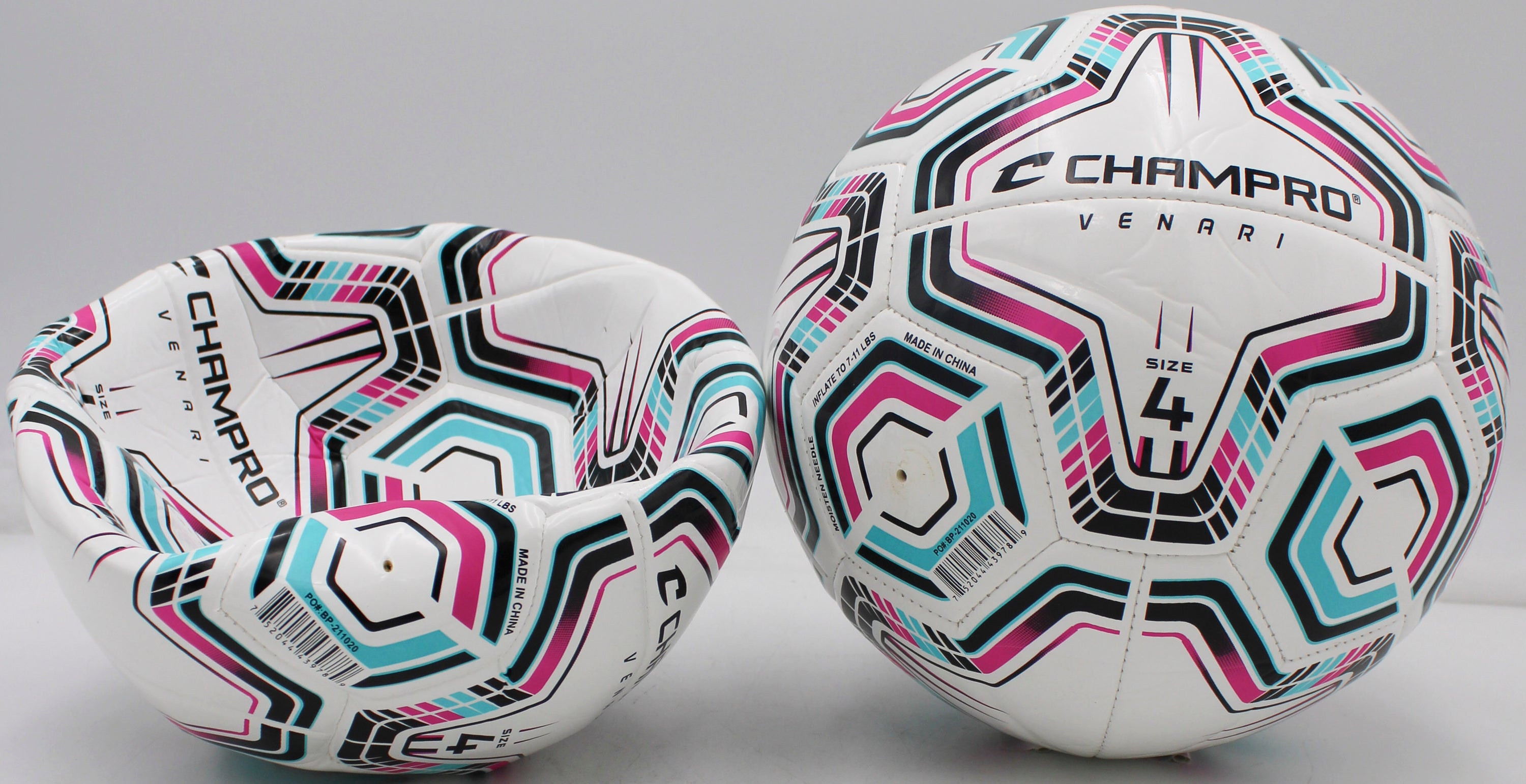 VENARI 20 Panel Soccer Ball #4 BLACK TEAL PINK