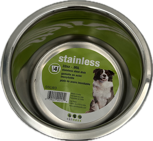 STAINLESS STEEL 32OZ. MED. PET DISH