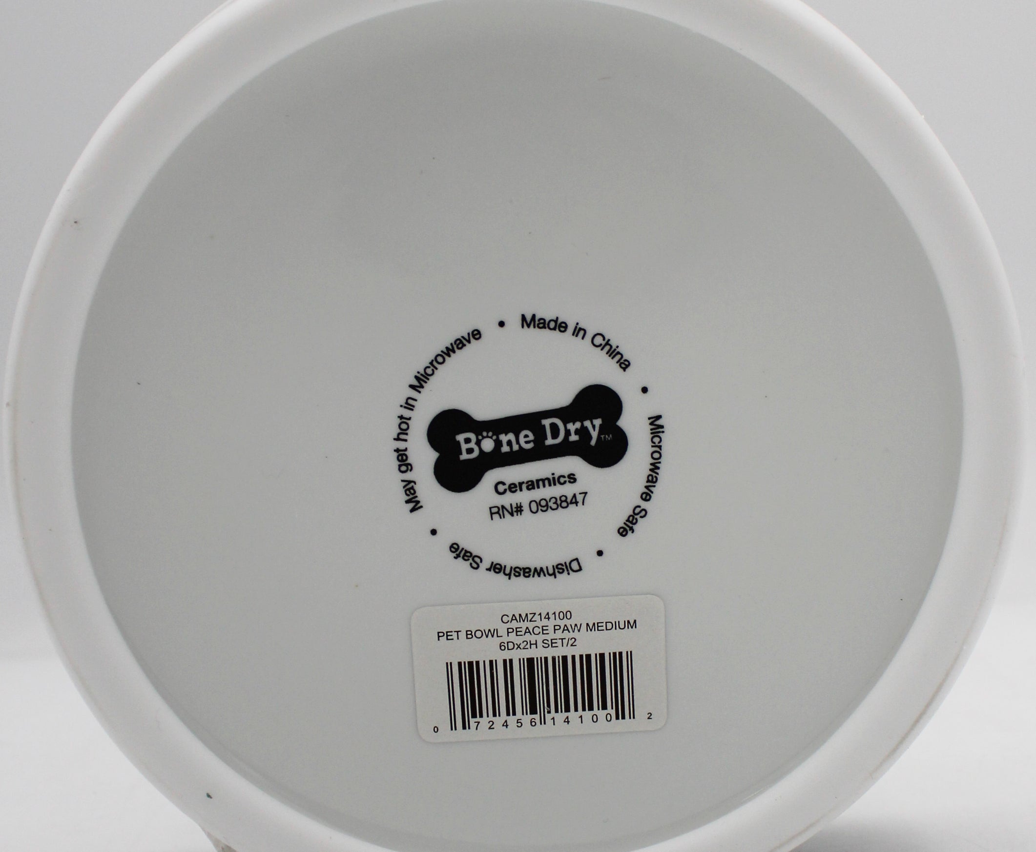 CERAMIC PET BOWL - PEACE PAW MEDIUM 6Dx2H