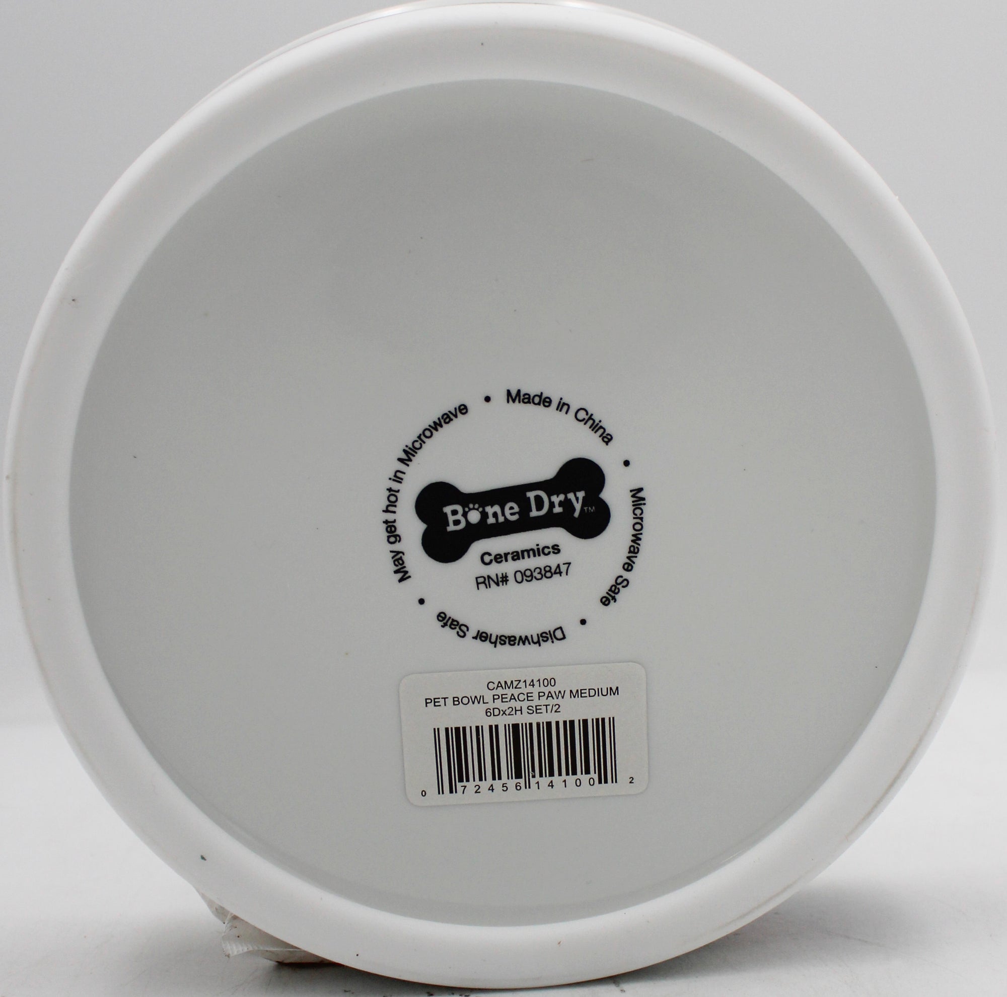 CERAMIC PET BOWL - PEACE PAW MEDIUM 6Dx2H