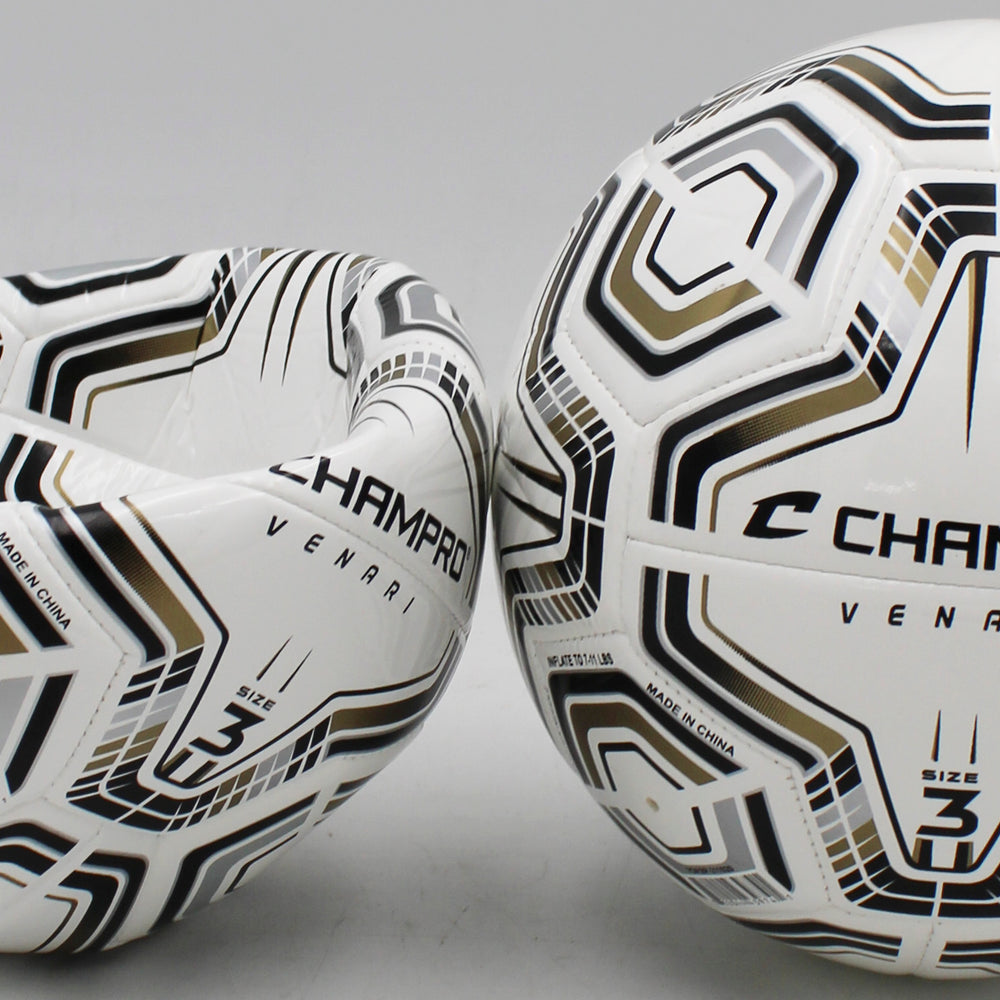 VENARI 20 Panel Soccer Ball #3 BLACK SILVER VEGAS GOLD